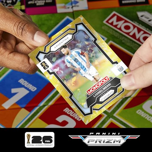 Detalle de Monopoly Panini Prizm Copa Mundial de la FIFA 2026 - Juego de Mesa con Cartas Coleccionables