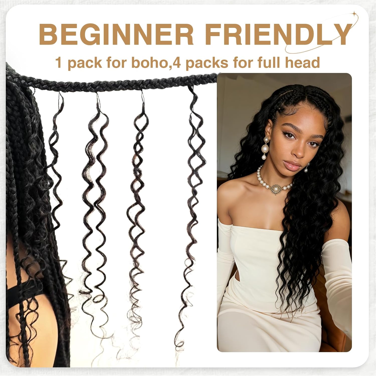 Thumbnail 6 de Human Crochet Hair for Black Women: 14 Inch Feather Deep Wave Crochet Extensions, 60g, 50 Strands