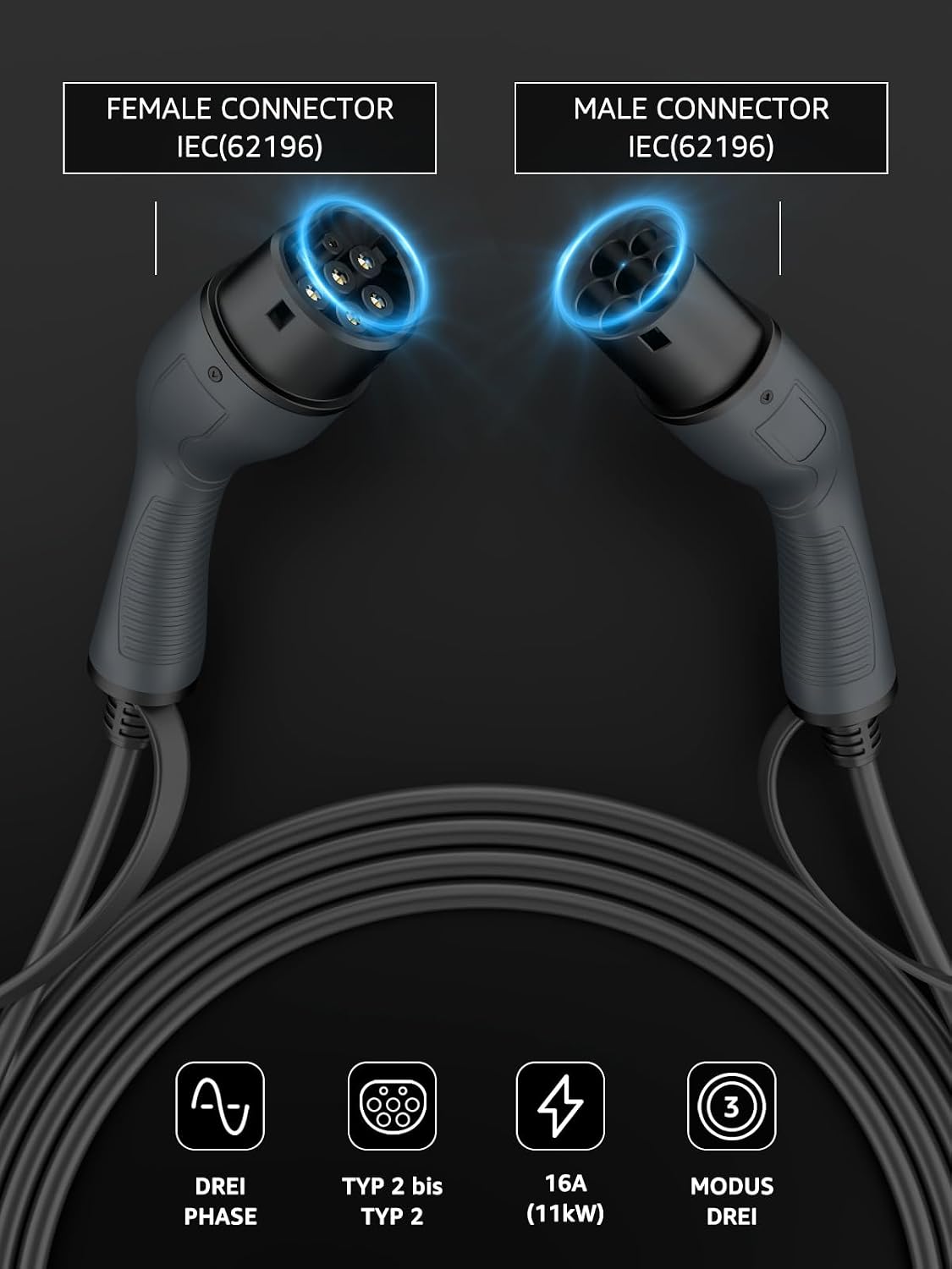 Detalle 2 de bokman Typ 2 Ladekabel 10 m 🔌