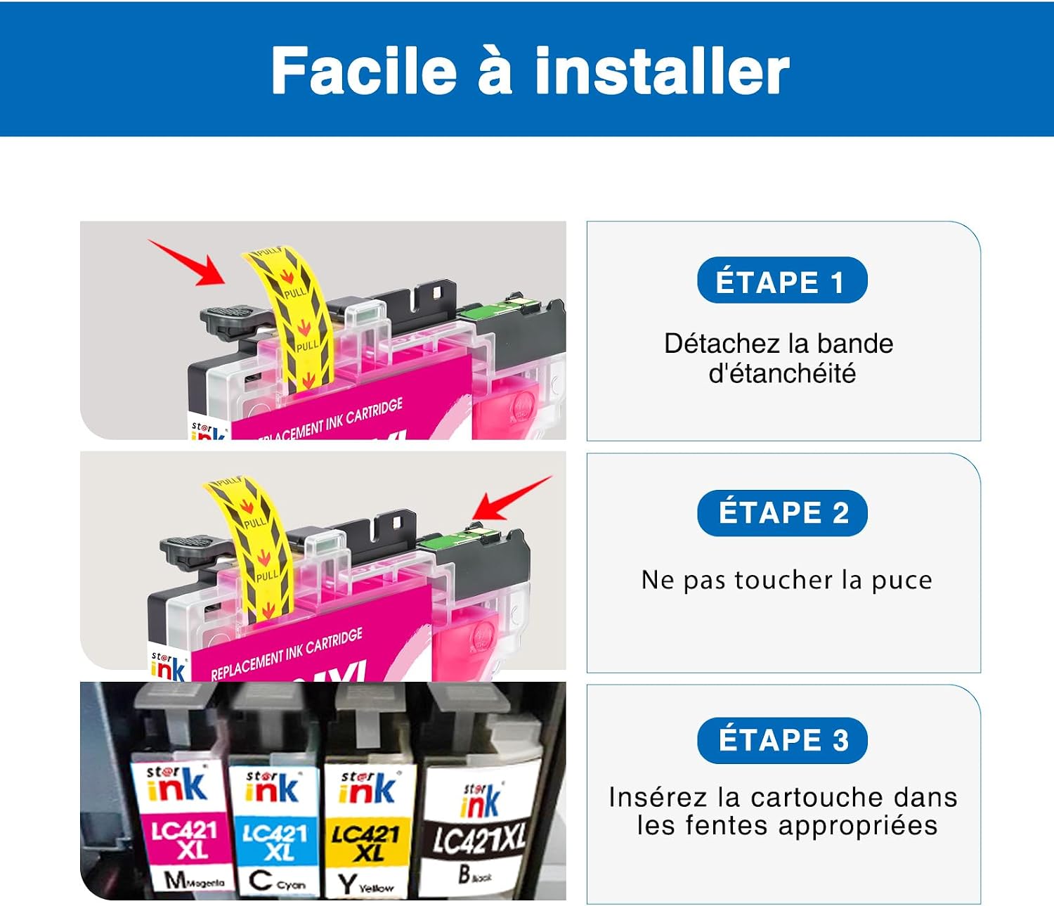 Detalle 2 de LC421XL 8 cartouches compatibles Brother