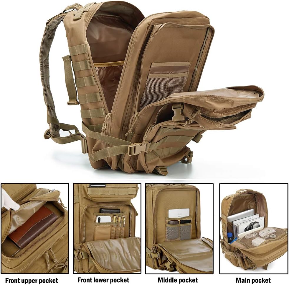 Detalle de QT&QY 45L Military Tactical Backpack: 45L MOLLE Army Assault Pack for Outdoor Adventures