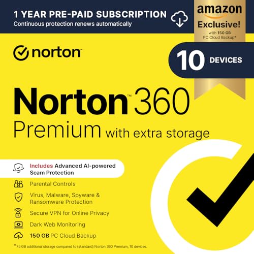 Detalle de Norton 360 Premium with Extra Storage: 10-Device Antivirus, VPN and 75 GB Cloud Backup