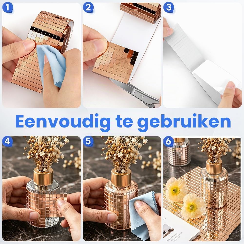Thumbnail 3 de Aomig 5817924 spiegelmozaïektegels, zelfklevend, 5 x 5 mm