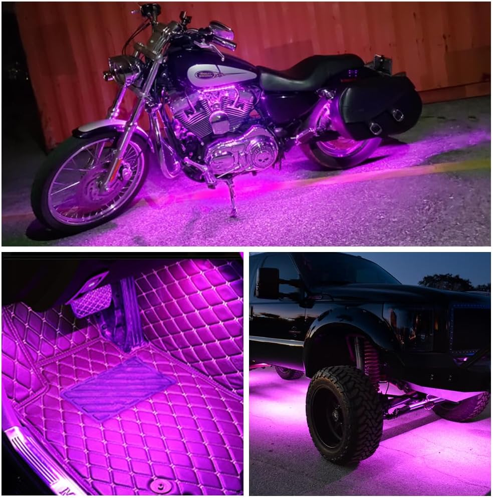 Thumbnail 5 de Keiurot 6 x 12V LED Strip Lights (Pink) for Car/Motorcycle Interior, 30cm Waterproof IP67, 5050 12SMD