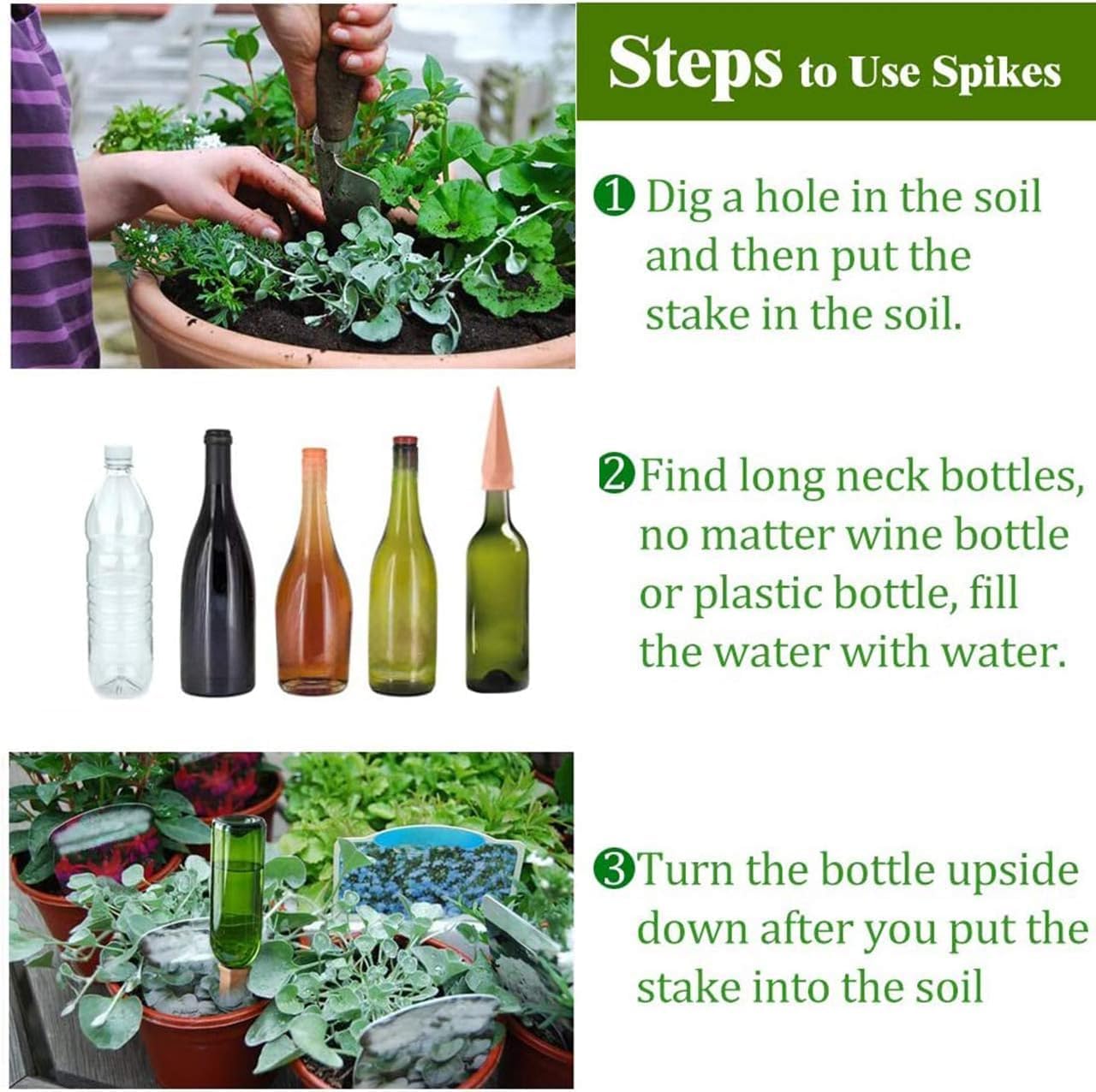 Detalle de Terracotta Plant Watering Stakes, 6-Pack