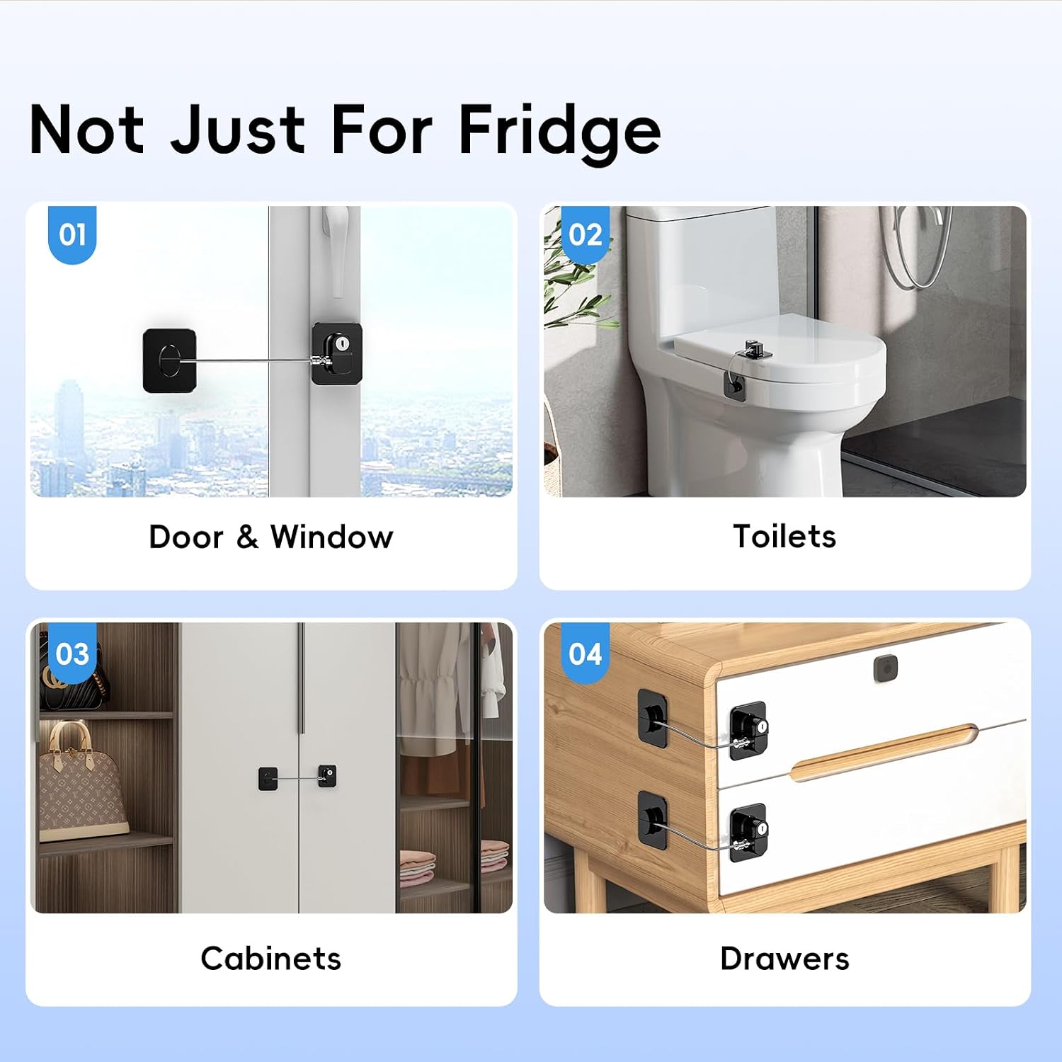Thumbnail 5 de 2 Pack Refrigerator Locks: Child Proof Door Locks for Fridge, Cabinets and More (No Tools, Peel‑and‑Stick)