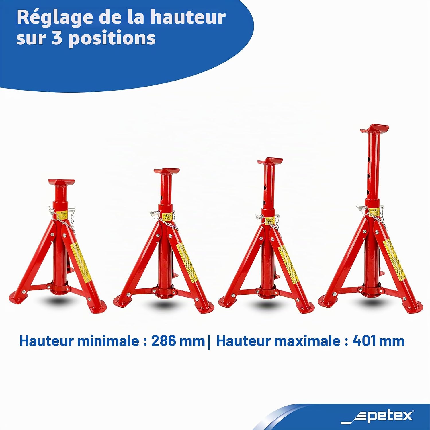 Detalle 1 de Petex 44753112 Paire Chandelle – Chevalet et Chandelle Mécanique pour Cric À Chevalet