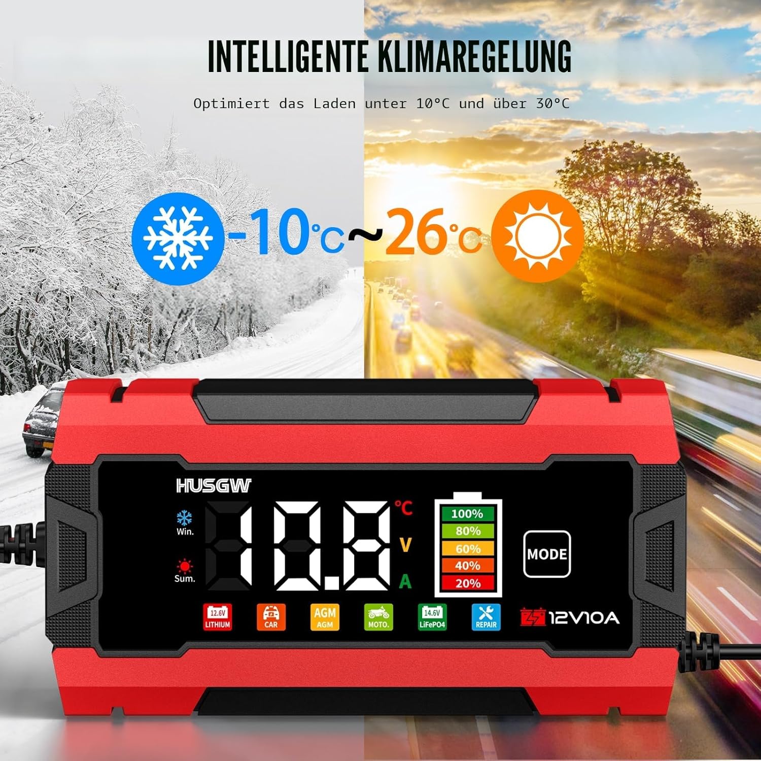 Thumbnail 5 de 10A Autobatterie Ladegerät 12V LiFePO4