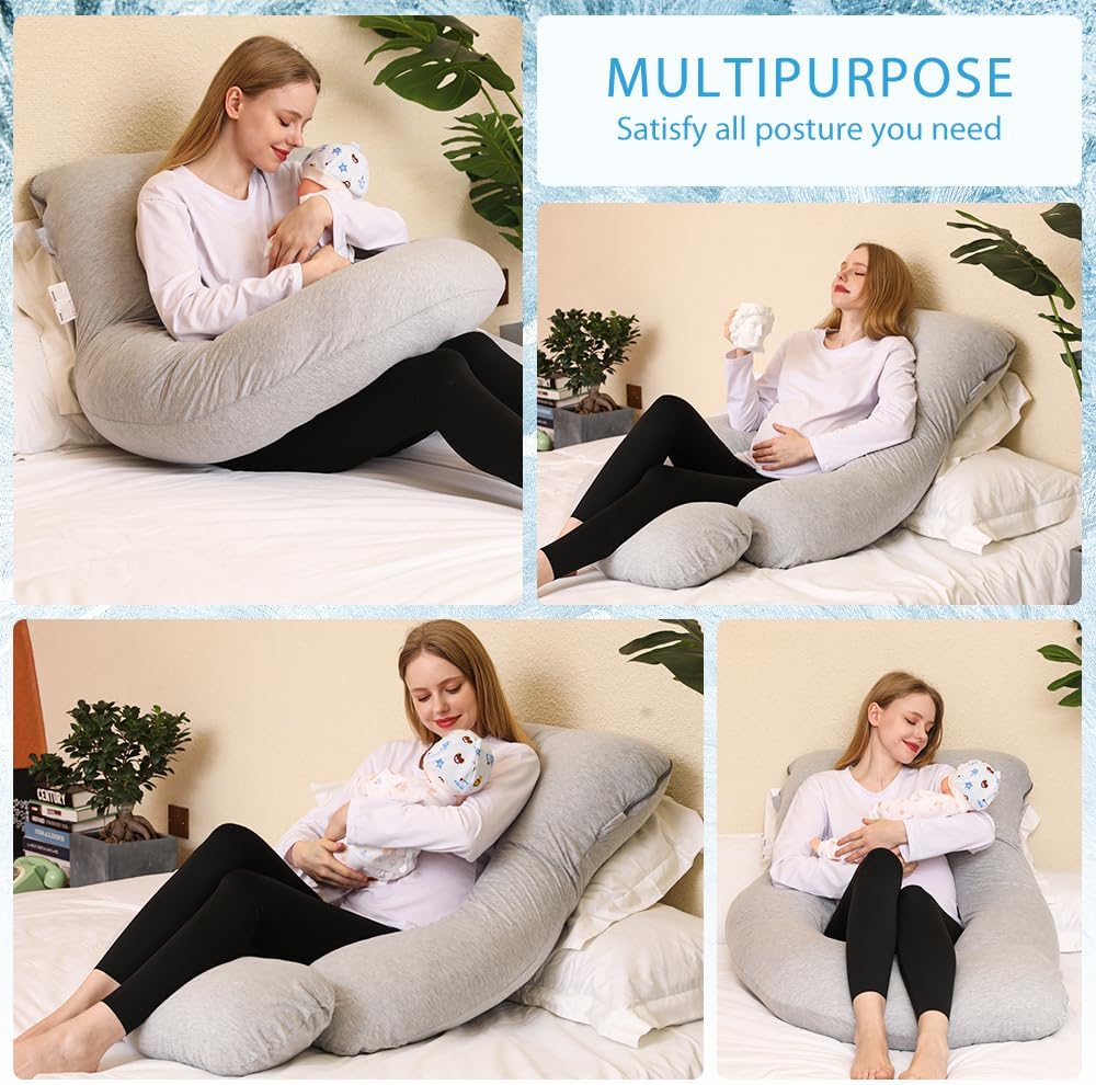 Thumbnail 4 de Chilling Home J-Shaped Pregnancy Pillow (150x70cm) in Grey with Cooling Removable Cover
