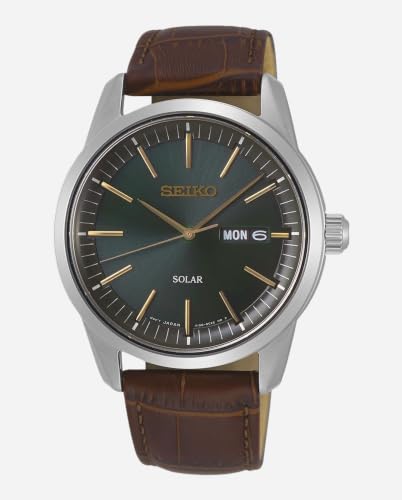 Detalle 2 de Seiko SNE529P1 Men’s Analog Solar Watch with Leather Strap