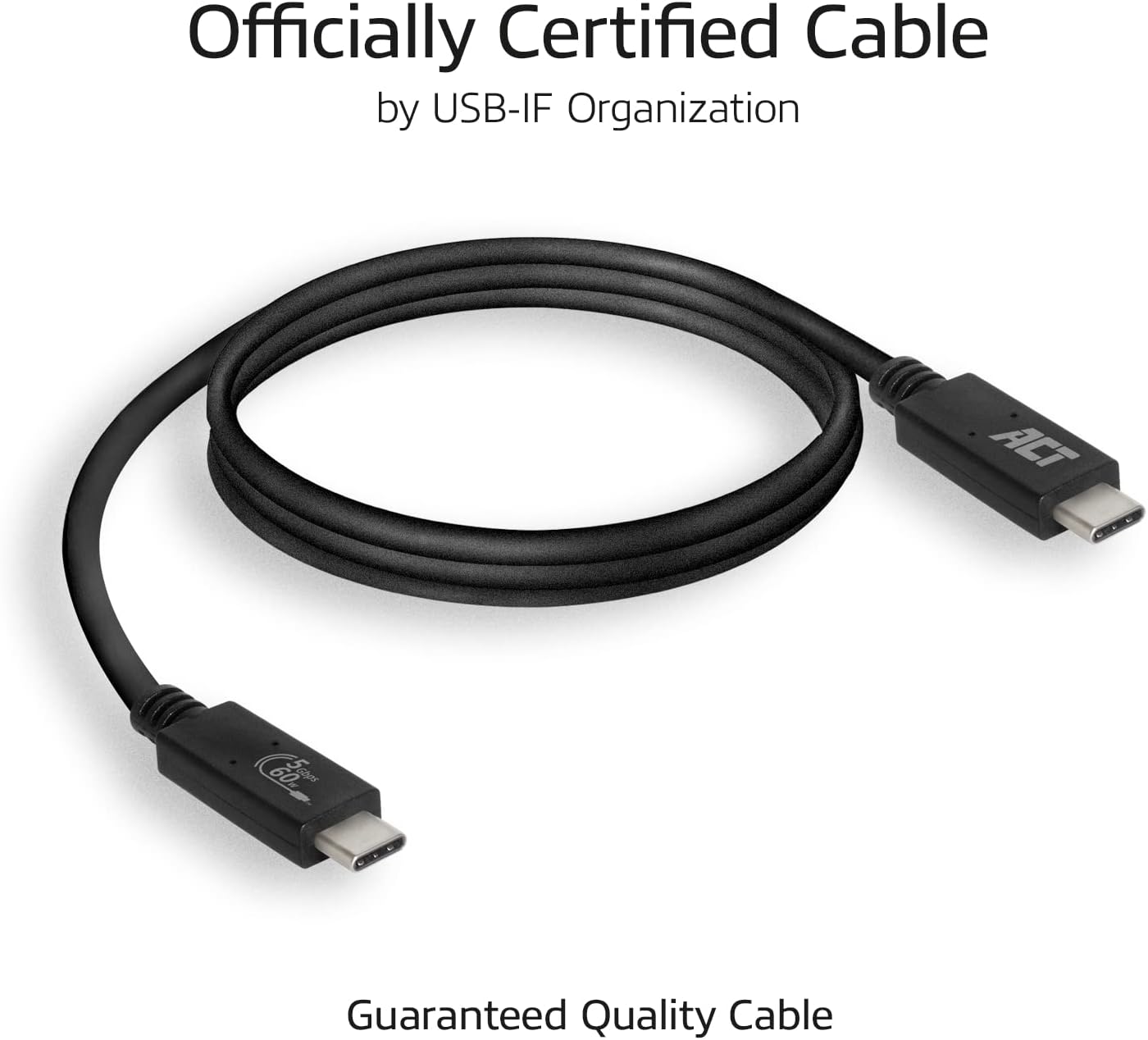 Detalle de ACT USB C Video Kabel 2m – USB-C Kabel mit 60W PD, 5 Gbps, DP Alt Mode, USB-IF Zertifizierung