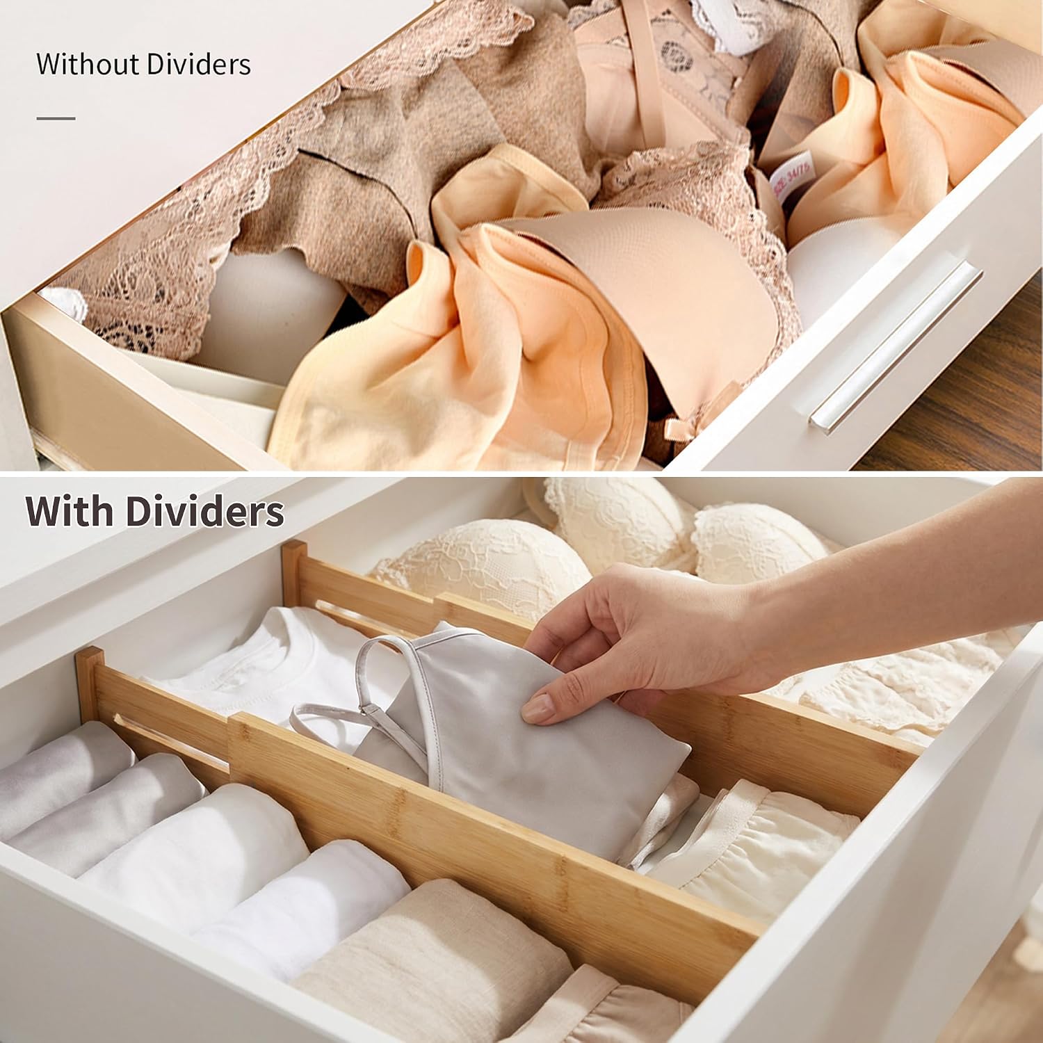 Thumbnail 4 de Utoplike Bamboo Drawer Dividers 4 pcs