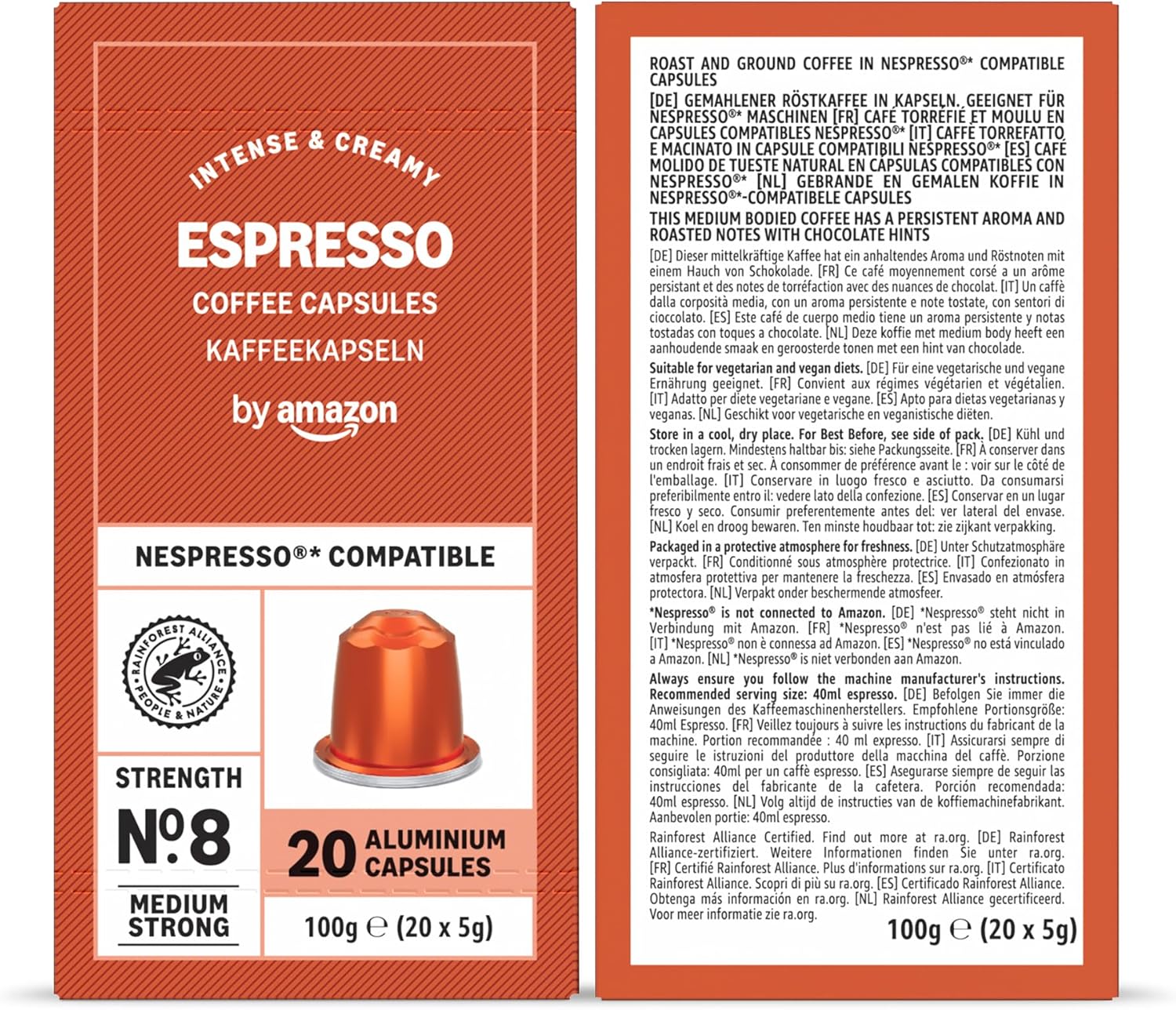 Detalle de By Amazon Variety Pack: Aluminium Coffee Pods for Nespresso (100 Count) – Rainforest Alliance Certified