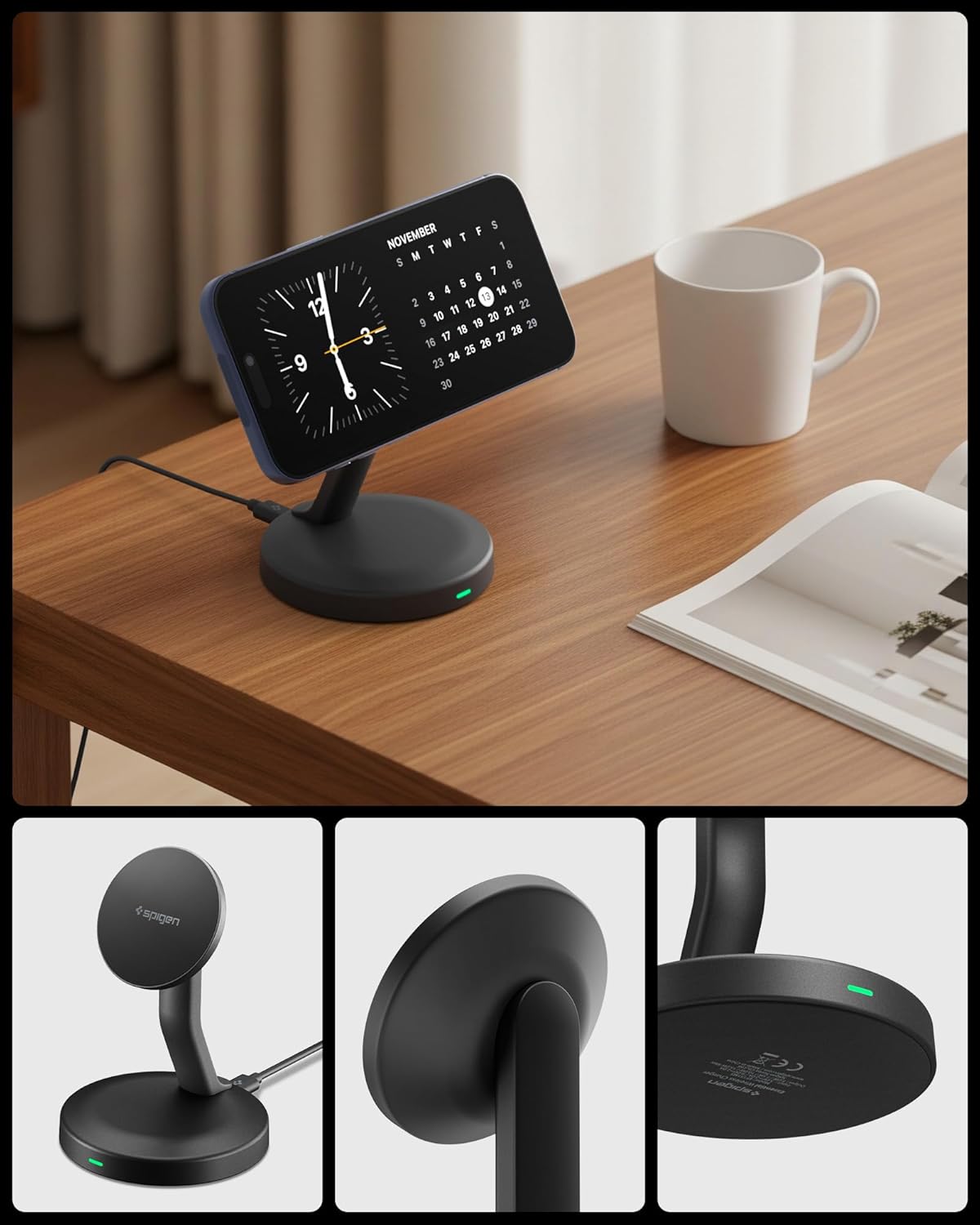 Thumbnail 5 de Spigen Essential 15W MagSafe : chargeur sans fil magnétique avec câble USB-C 60 W (station) – Noir