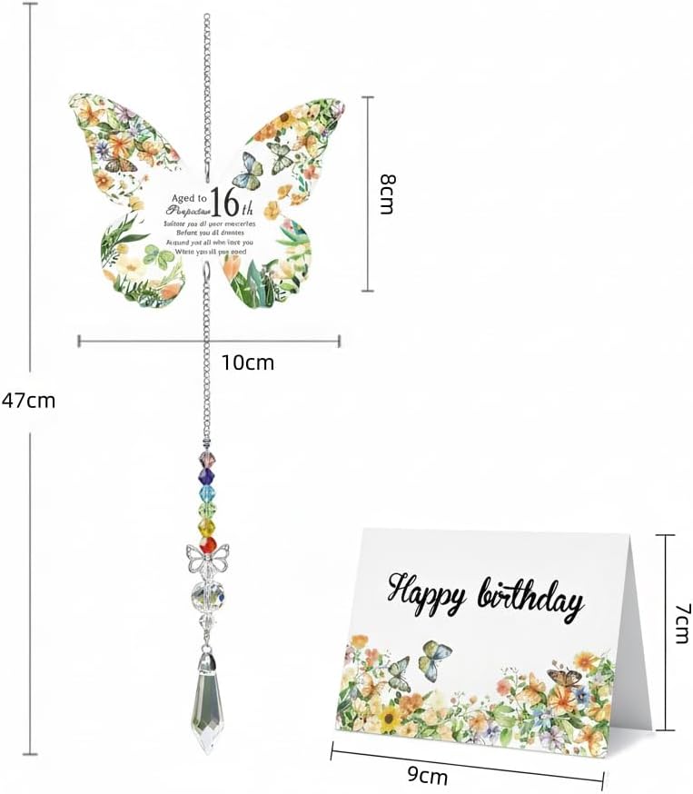 Thumbnail 1 de Birthday Gifts for Women: Crystal Butterfly Suncatcher with Thank You Card