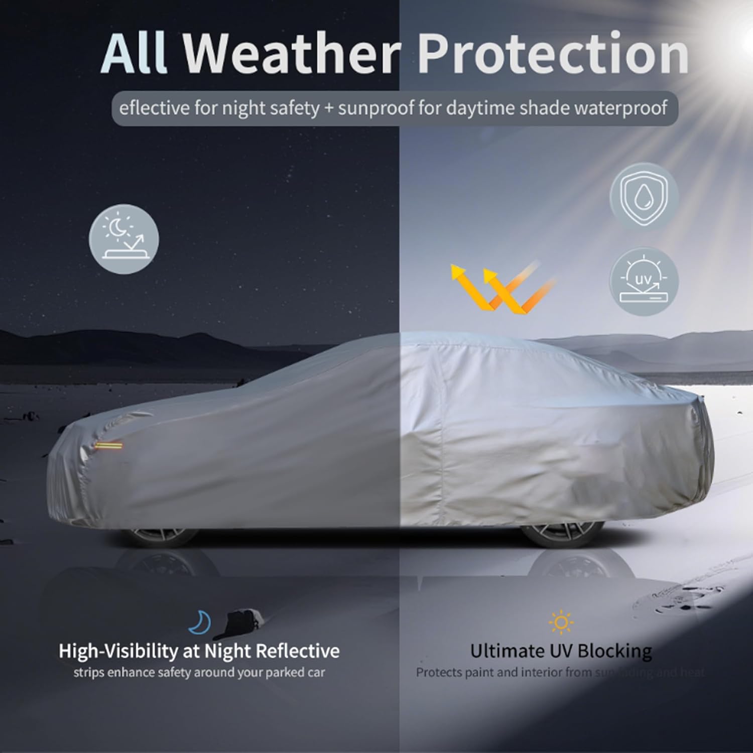 Thumbnail 4 de Tozaroa Waterproof All-Weather Car Cover for Sedan/Coupe (186–193 inch) with Windshield Sun Shade