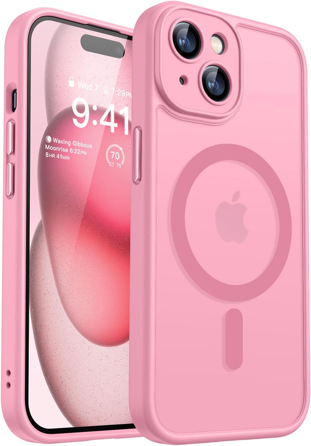 Detalle de CANSHN Magnetic iPhone 15 Case with MagSafe and full camera protection (6.1") – Pink