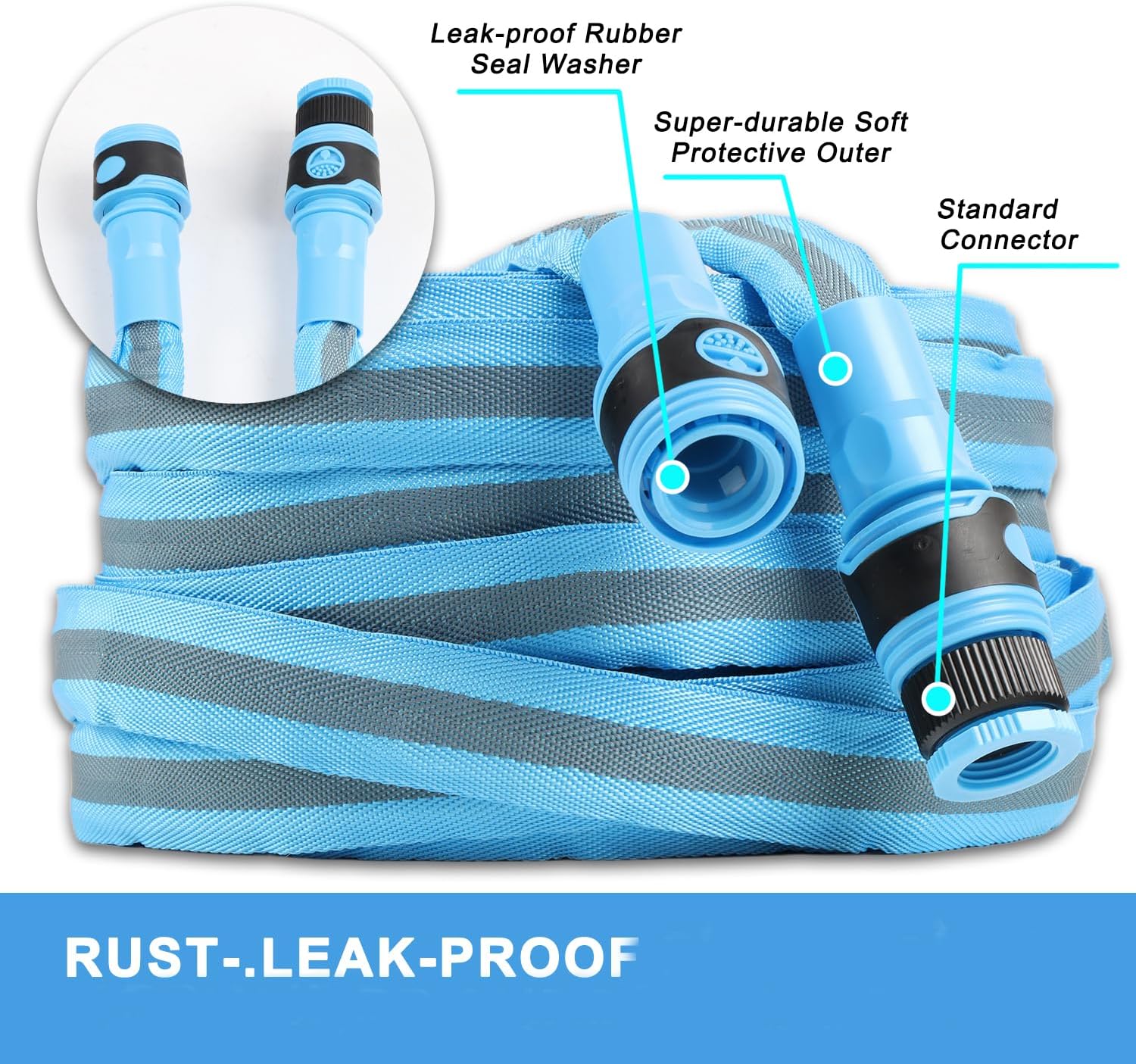 Thumbnail 1 de HERZO flexibler Gartenschlauch 15 m mit 7 Sprüh-Einstellungen und Multifunktions-Spritzpistole