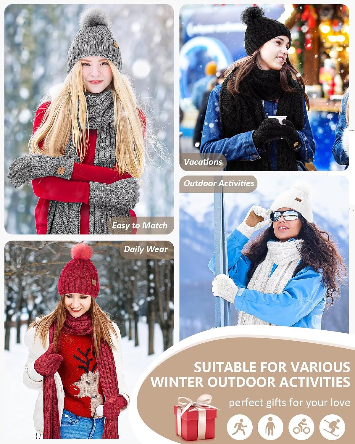 Thumbnail 6 de Winuesa Women's Winter Hat, Scarf, and Gloves Set, 3-in-1