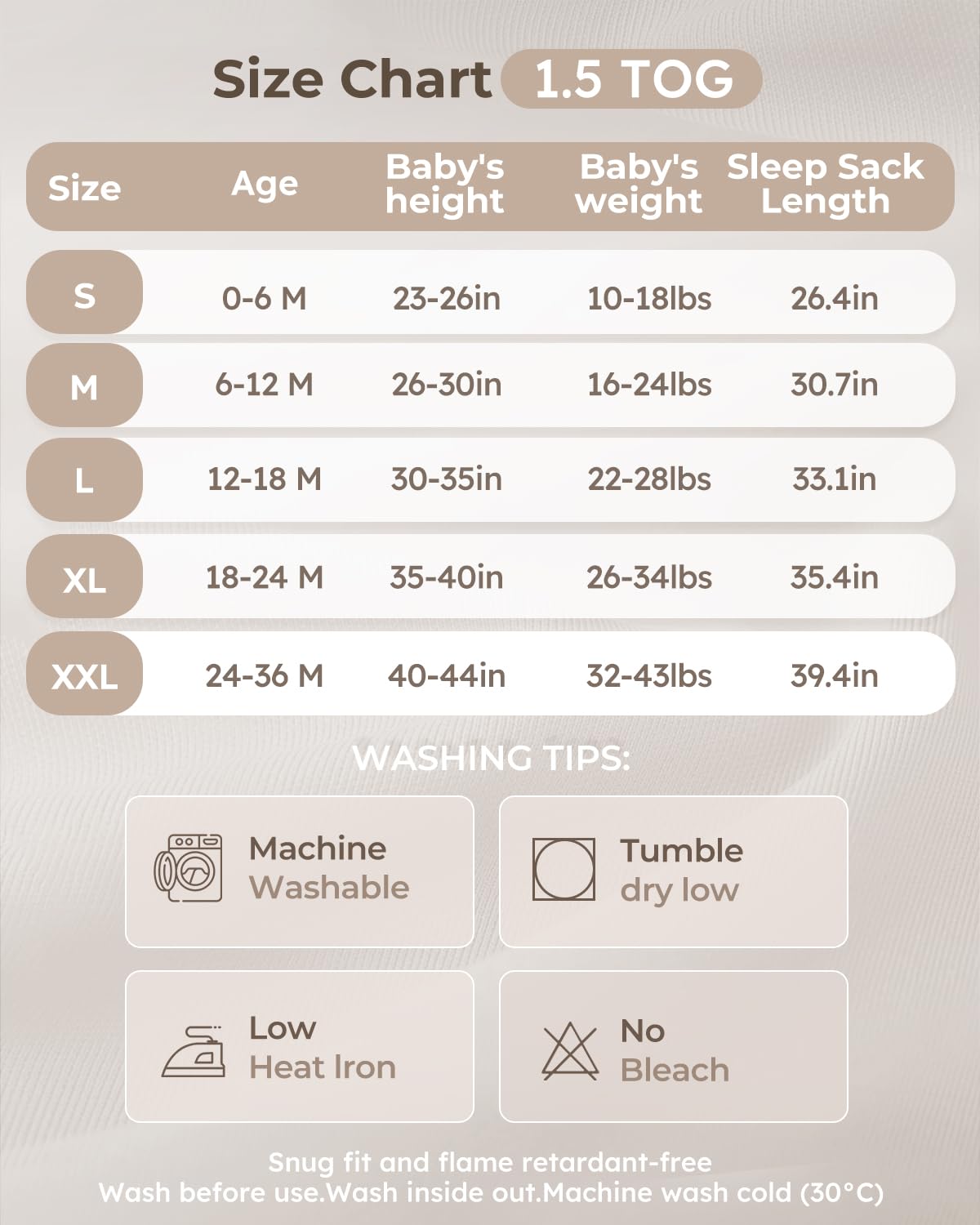 Detalle 2 de Yoofoss Baby Sleep Sack 12–18 Months