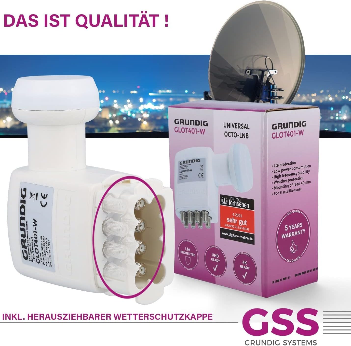 Thumbnail 4 de GSS Octo LNB (weiß) mit LTE-Filter für digitale Satellitenschüssel, 8 Teilnehmer (8-fach) – getestet „sehr gut“
