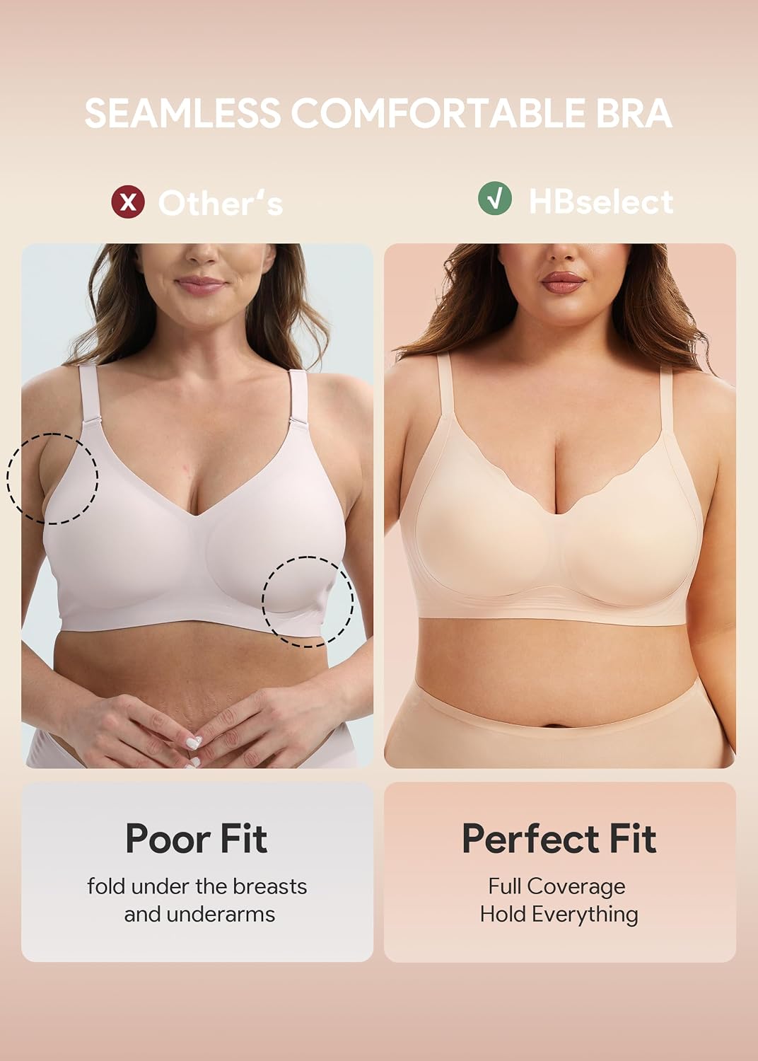 Thumbnail 6 de HBselect Seamless Wireless Jelly Bras, 3-Pack with Adjustable Straps