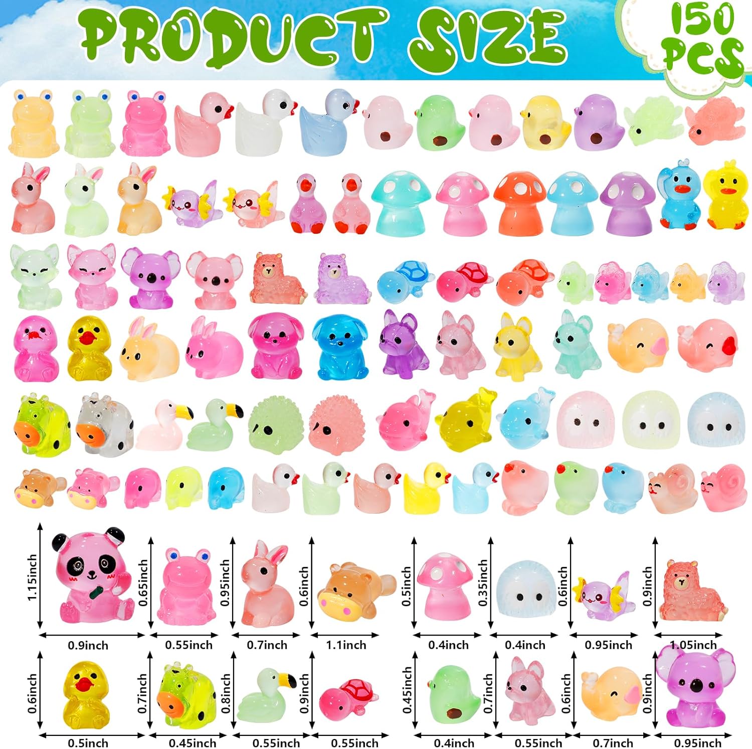 Thumbnail 1 de gyoyede 150pcs Luminous Mini Resin Animals 150pc set