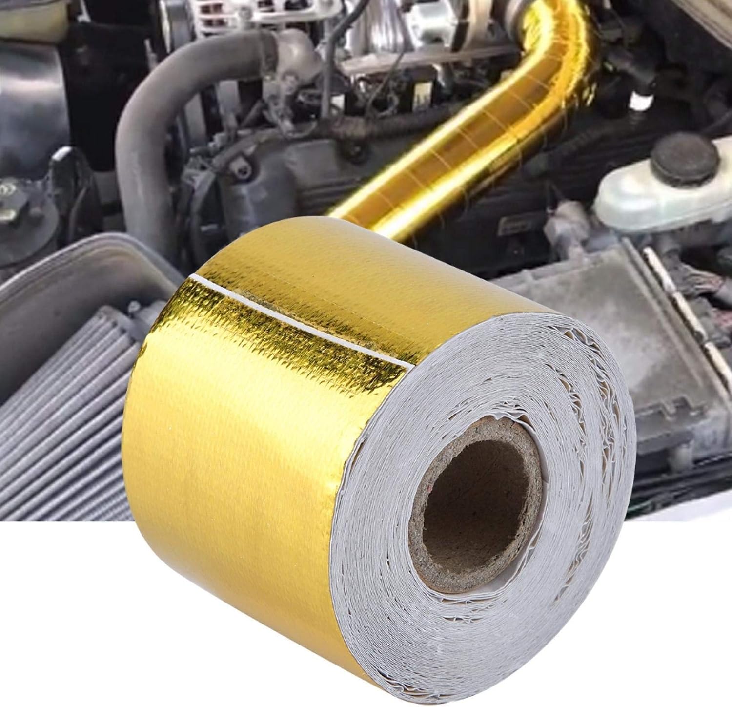Detalle de Fydun värmereflekterande tejp, självhäftande aluminiumfolie, guld 10 m x 5 cm