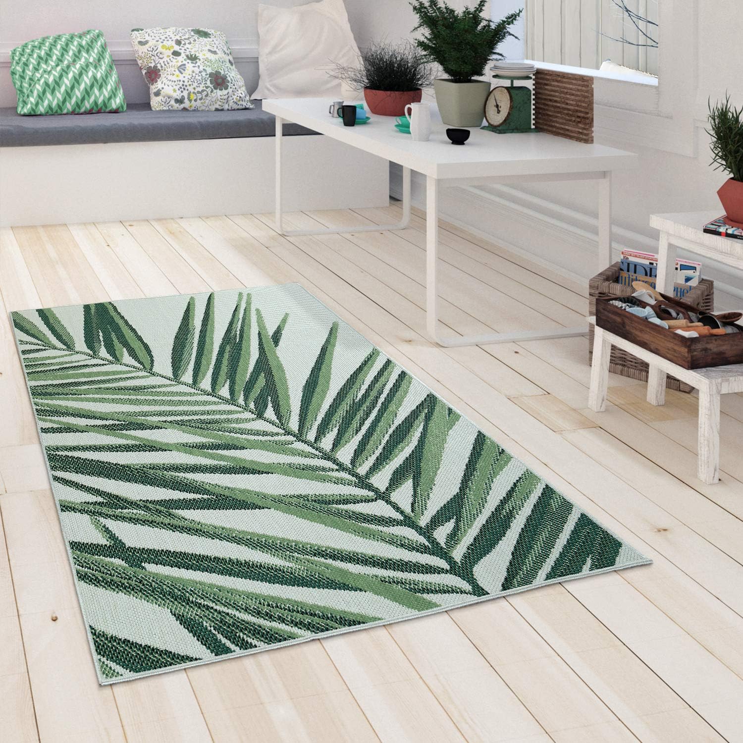 Detalle 2 de Paco Home Alfombra Redonda Verde Bosque Floral 🌿 Ø200cm