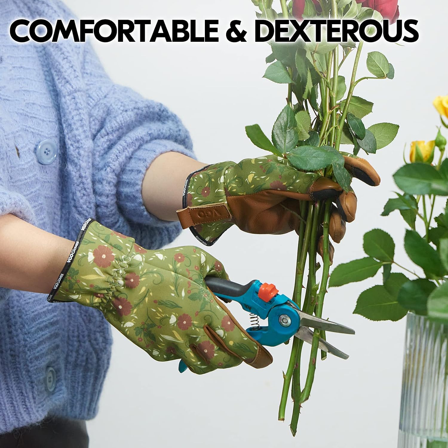 Thumbnail 4 de Vgo Gardening Gloves Ladies Goat Leather Thorn Proof