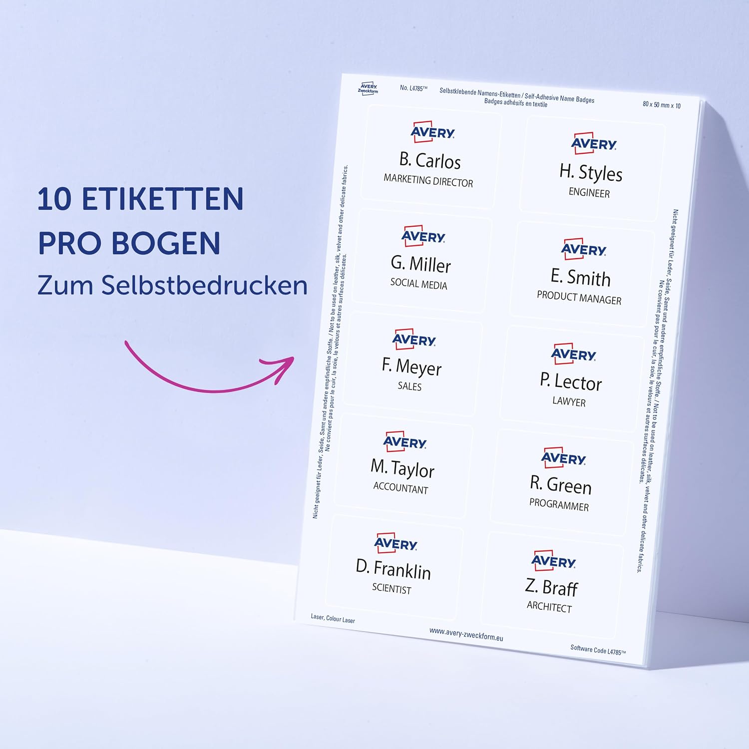 Thumbnail 6 de AVERY Zweckform L4785-20 Namensetiketten – 200 selbstklebende Textiletiketten, 80x50 mm, dauerhaft rückstandsfrei ablösbar