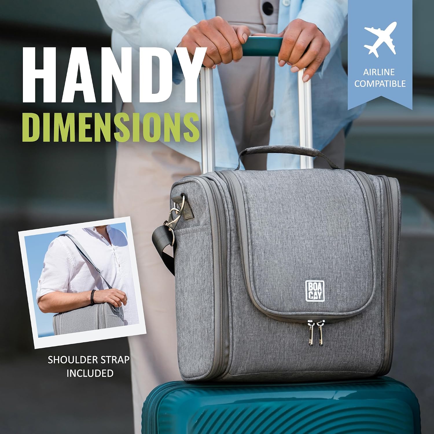 Detalle 1 de BOACAY Hanging Toiletry Bag 29.5 × 15.2 × 29 cm