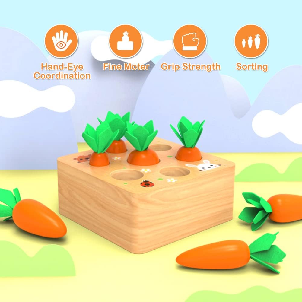 Detalle 1 de Wdmiya Carrot Sorting Wooden Montessori Toy 7pcs