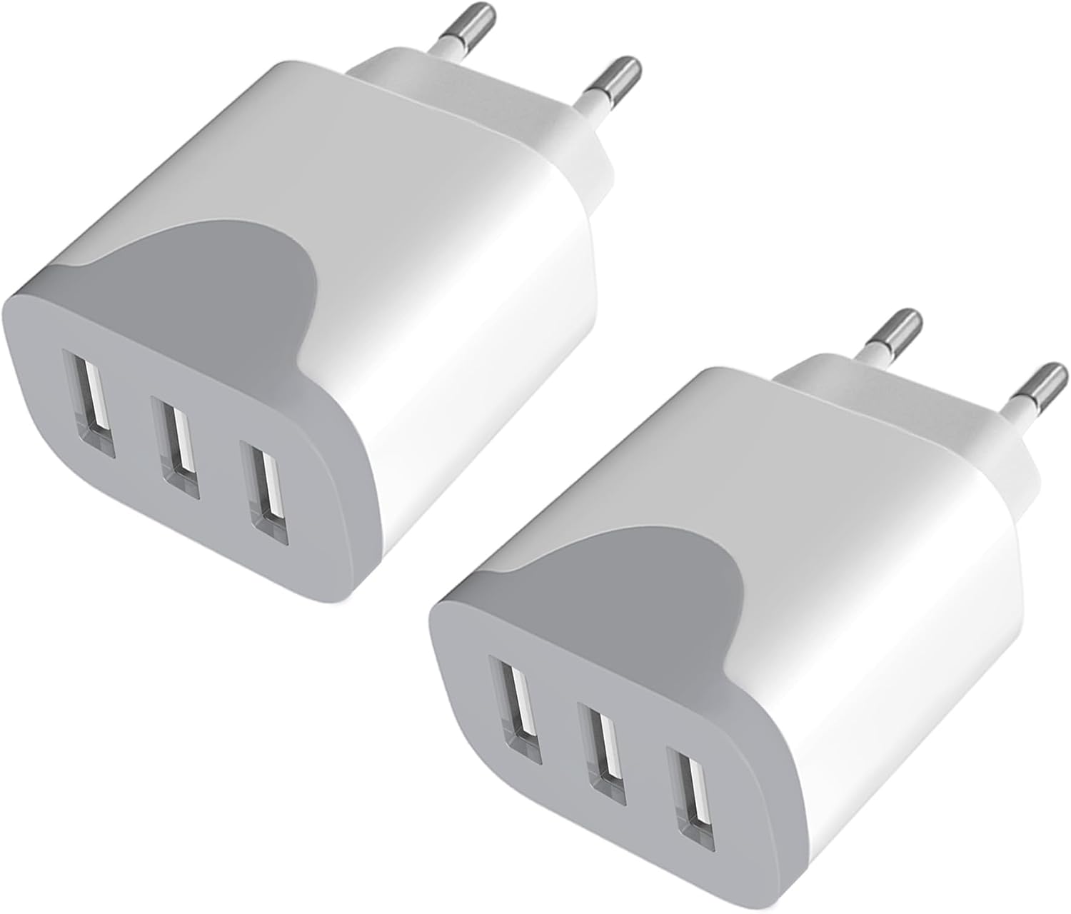 Detalle de Caricatore USB 2Pack a 3 Porte: ricarica rapida e compatibilità universale per iPhone, Galaxy e altro