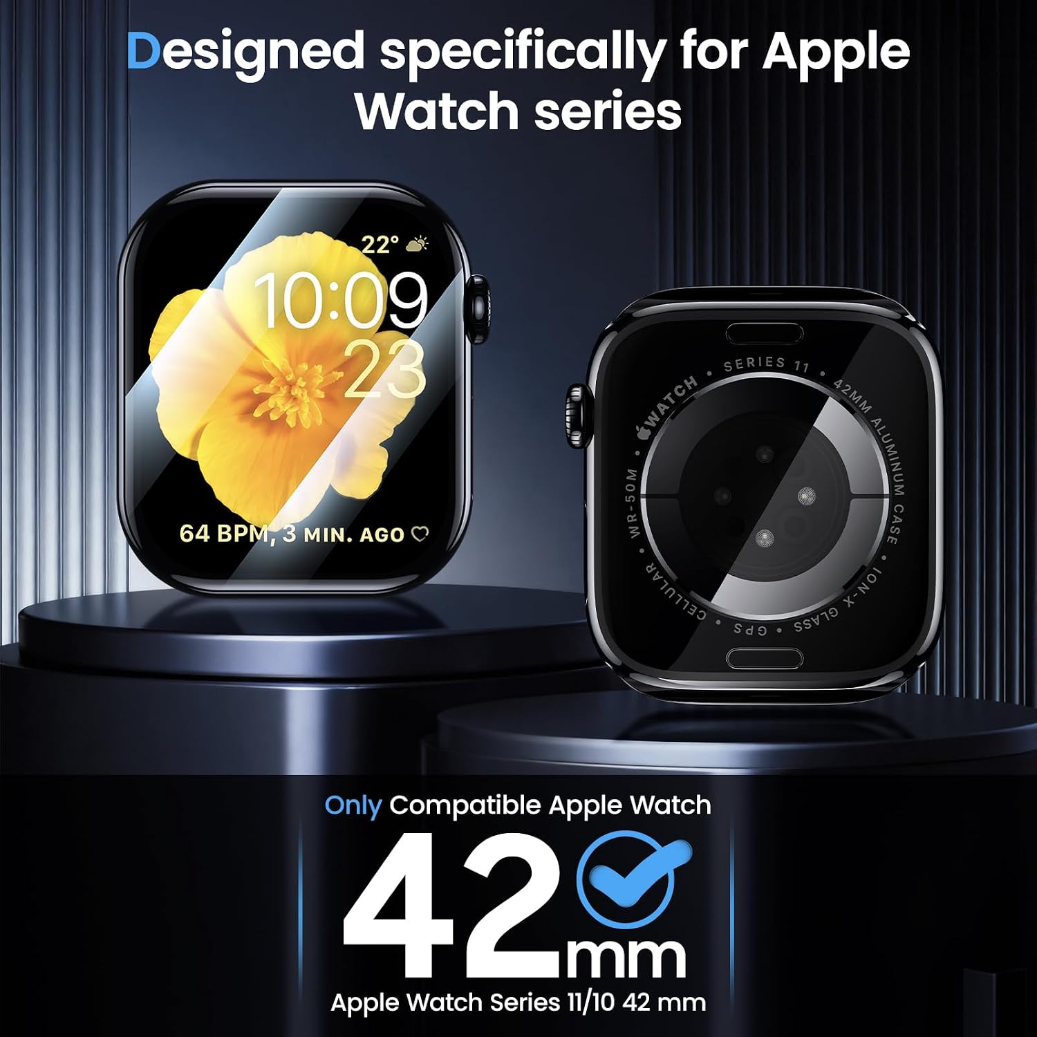 Detalle 2 de UniqueMe 42mm Apple Watch Screen Protector 4 Pack