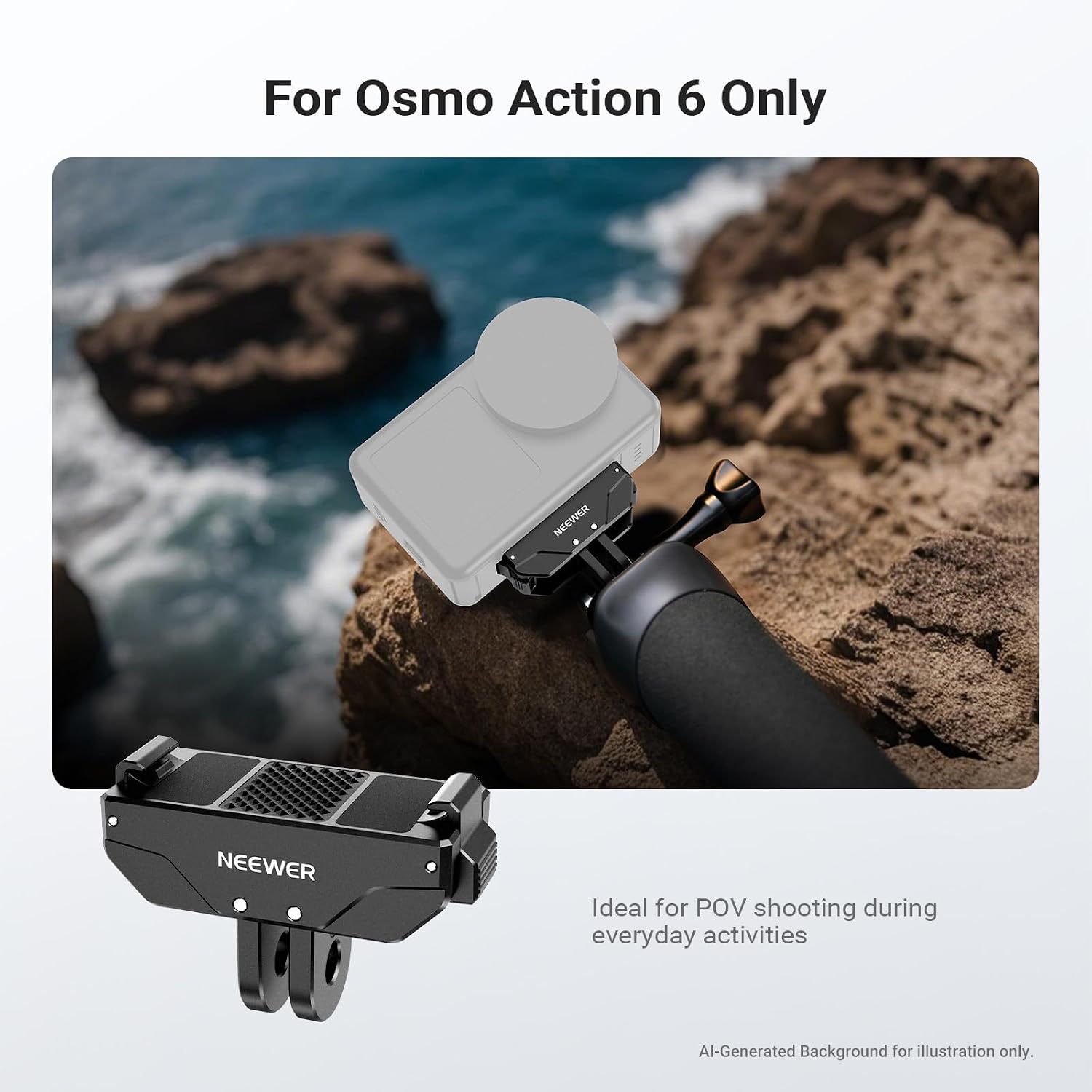 Thumbnail 2 de NEEWER Magnetic Quick Release Mount for DJI Osmo Action 6 (AC071) with Universal Adapter and 1/4" Thread