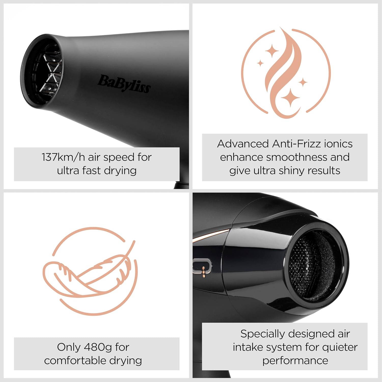 Thumbnail 3 de BaByliss Professional 3Q Hair Dryer 5665U (2200W) – ultra-lightweight 3 heat & 2 speed with ionic frizz control