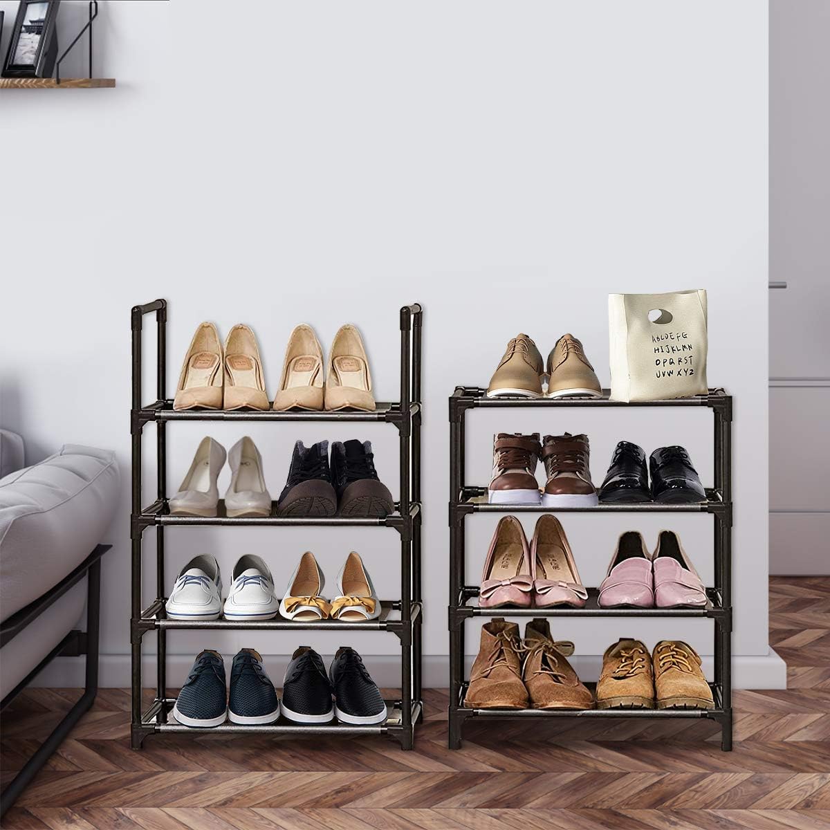 Detalle de esonstyle 8 Tier Tall Narrow Shoe Rack – Stackable, 16–20 Pairs, Black