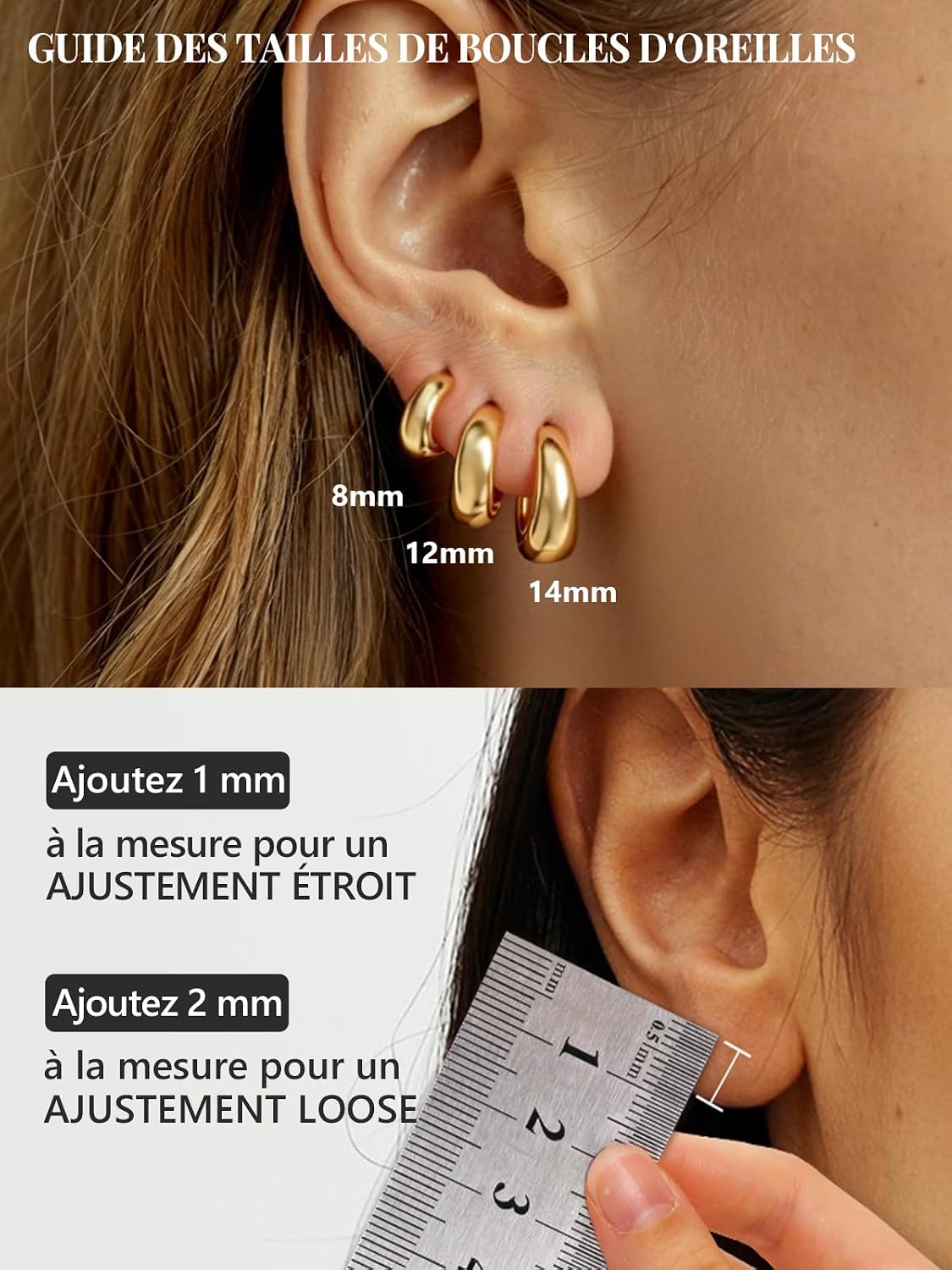 Thumbnail 6 de Silvora Petit Créoles Argent 925 – Créoles mini 8–14 mm, or/noir, argent/cuivre, emballage cadeau