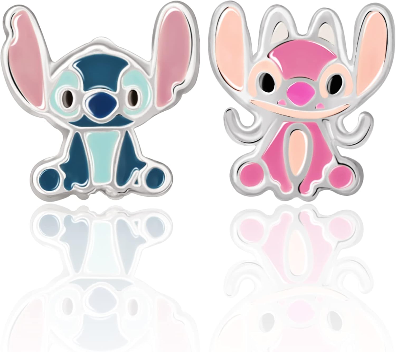 Thumbnail 6 de Boucles d'oreilles Lilo & Stitch en argent sterling avec émail – motif fleur et Stitch