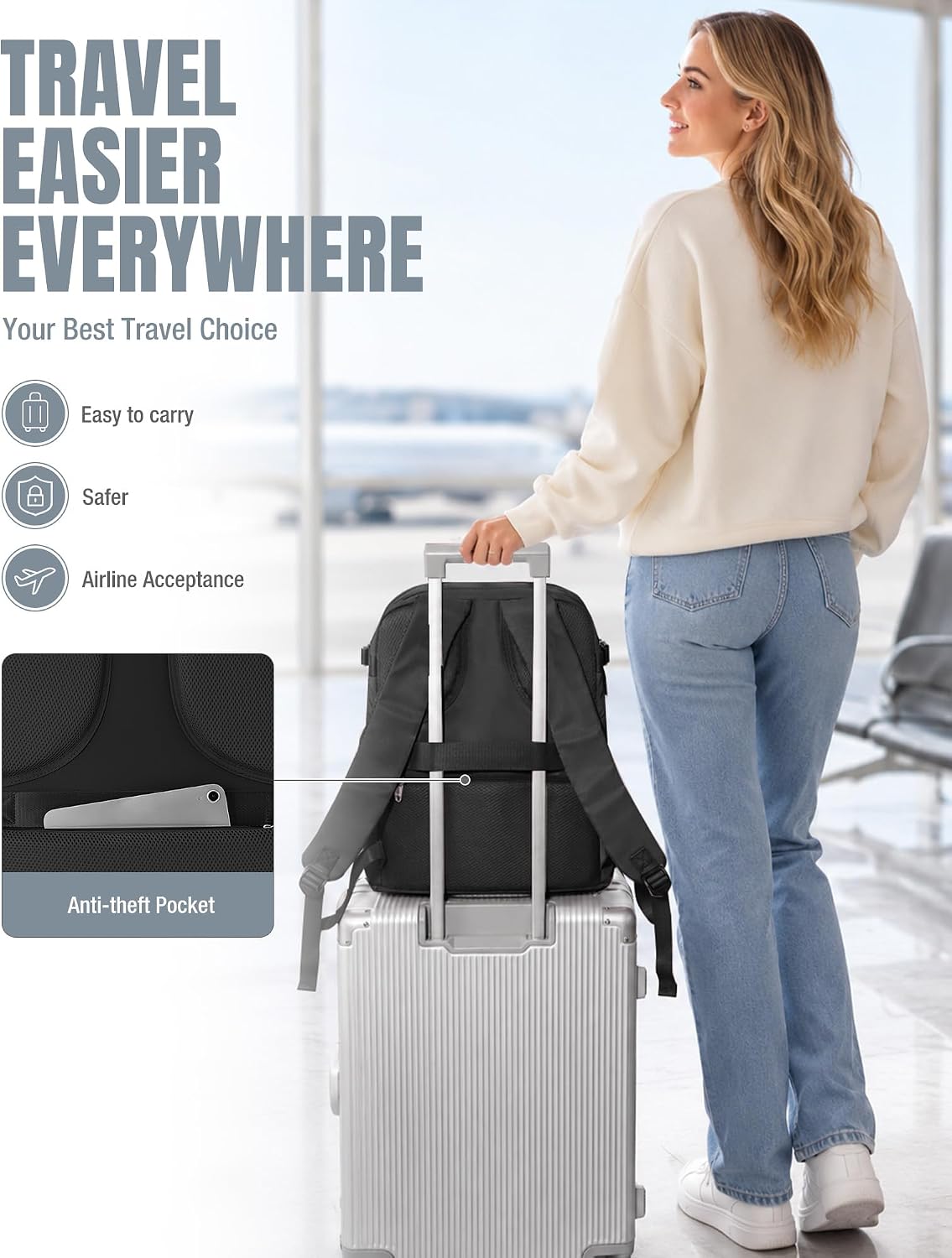 Thumbnail 6 de BJLFS Vakuum Reiserucksack mit Pumpe – 40x30x20 cm, 16 Zoll Laptopfach, Ryanair Handgepäck