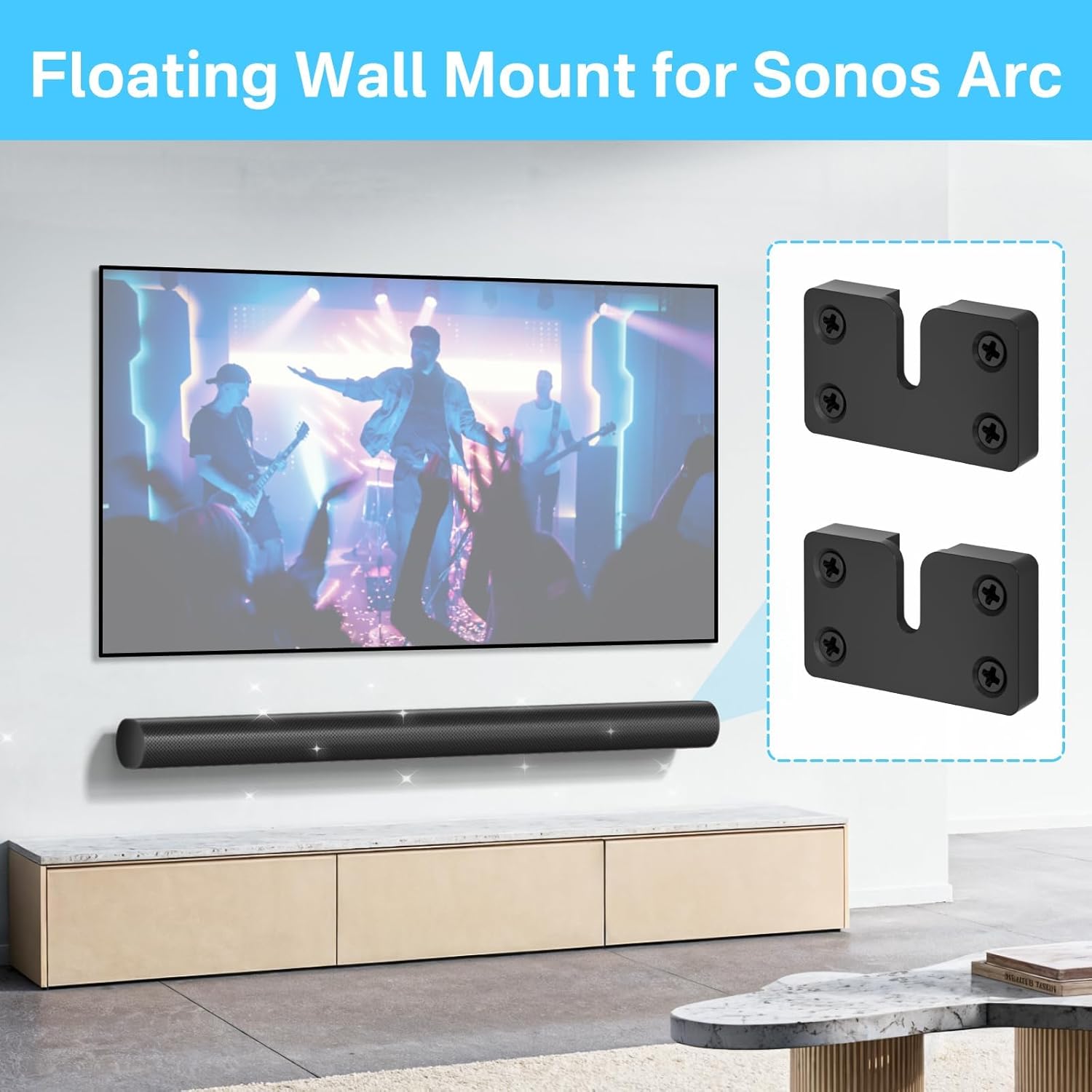 Thumbnail 1 de Dinghosen Floating Wall Mount for Sonos Arc (Black) – Elegant, Space-Saving Soundbar Bracket