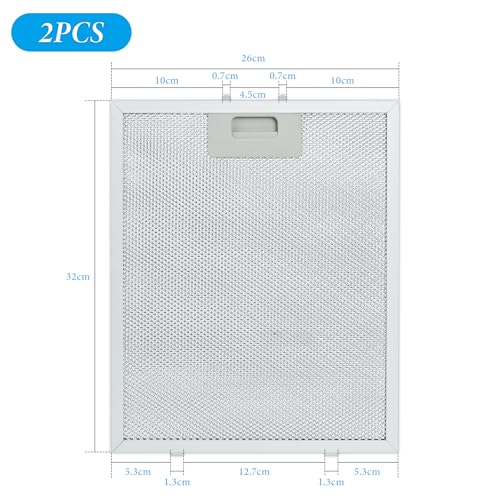Detalle 2 de NIXRET 2Pcs Cooker Hood Grease Filter (320x260x9mm) – 5-Layer Aluminum Mesh, Universal Replacement