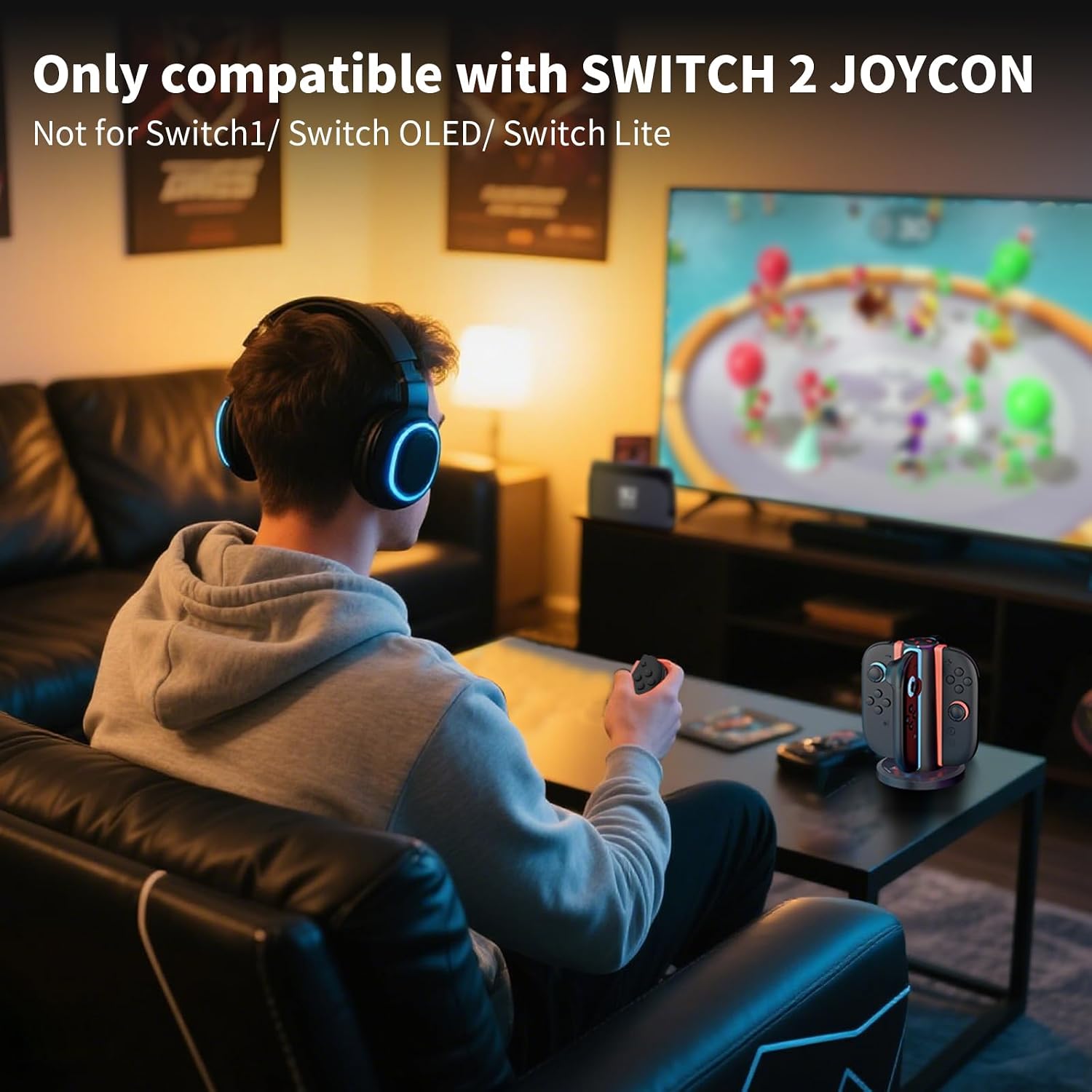 Thumbnail 6 de AceGamer 4-In-1 Charging Dock for Nintendo Switch 2 Joy-Con (4-Port Magnetic Charging Station, Black)