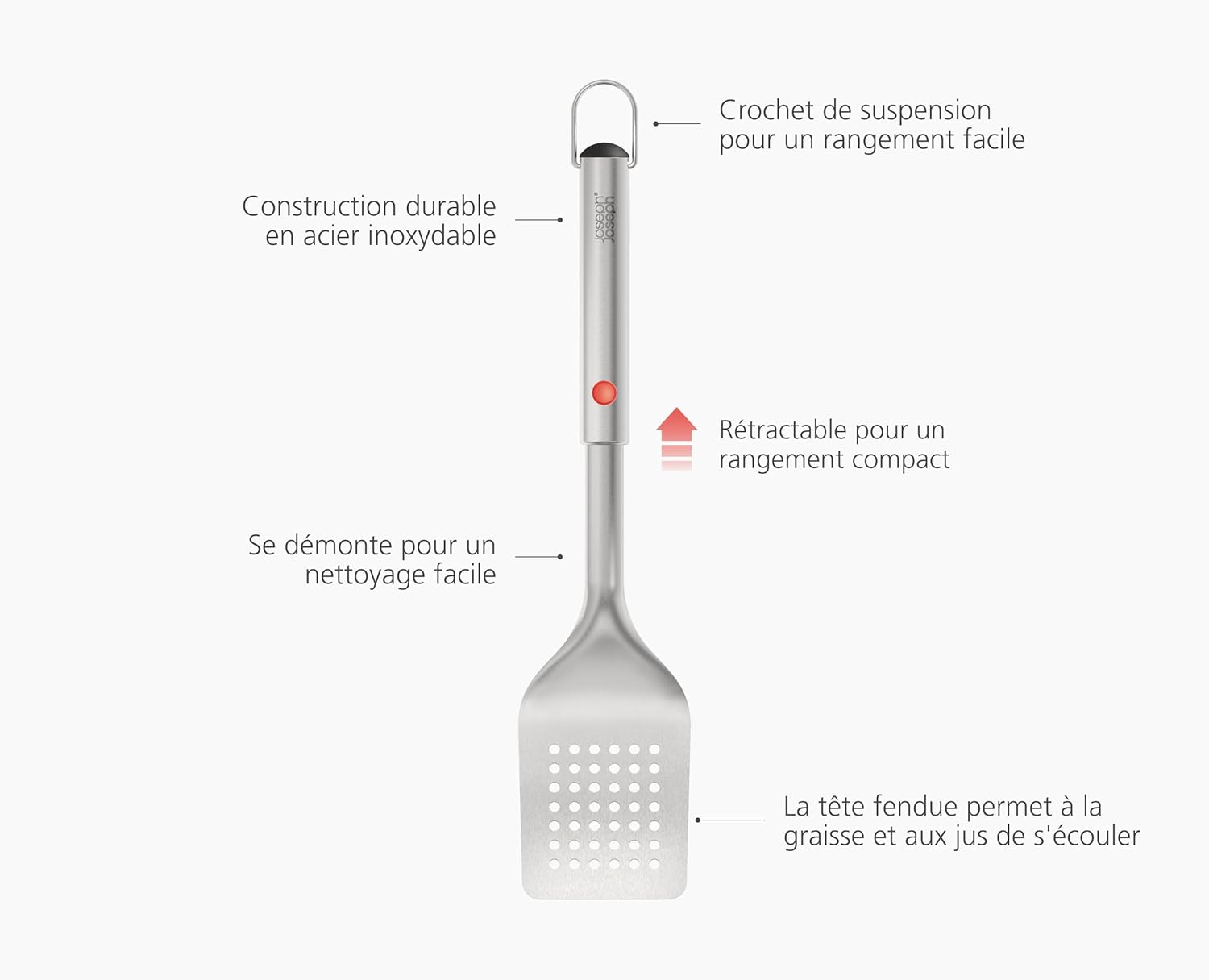 Detalle 2 de Joseph Joseph GrillOut Spatule BBQ, spatule rétractable