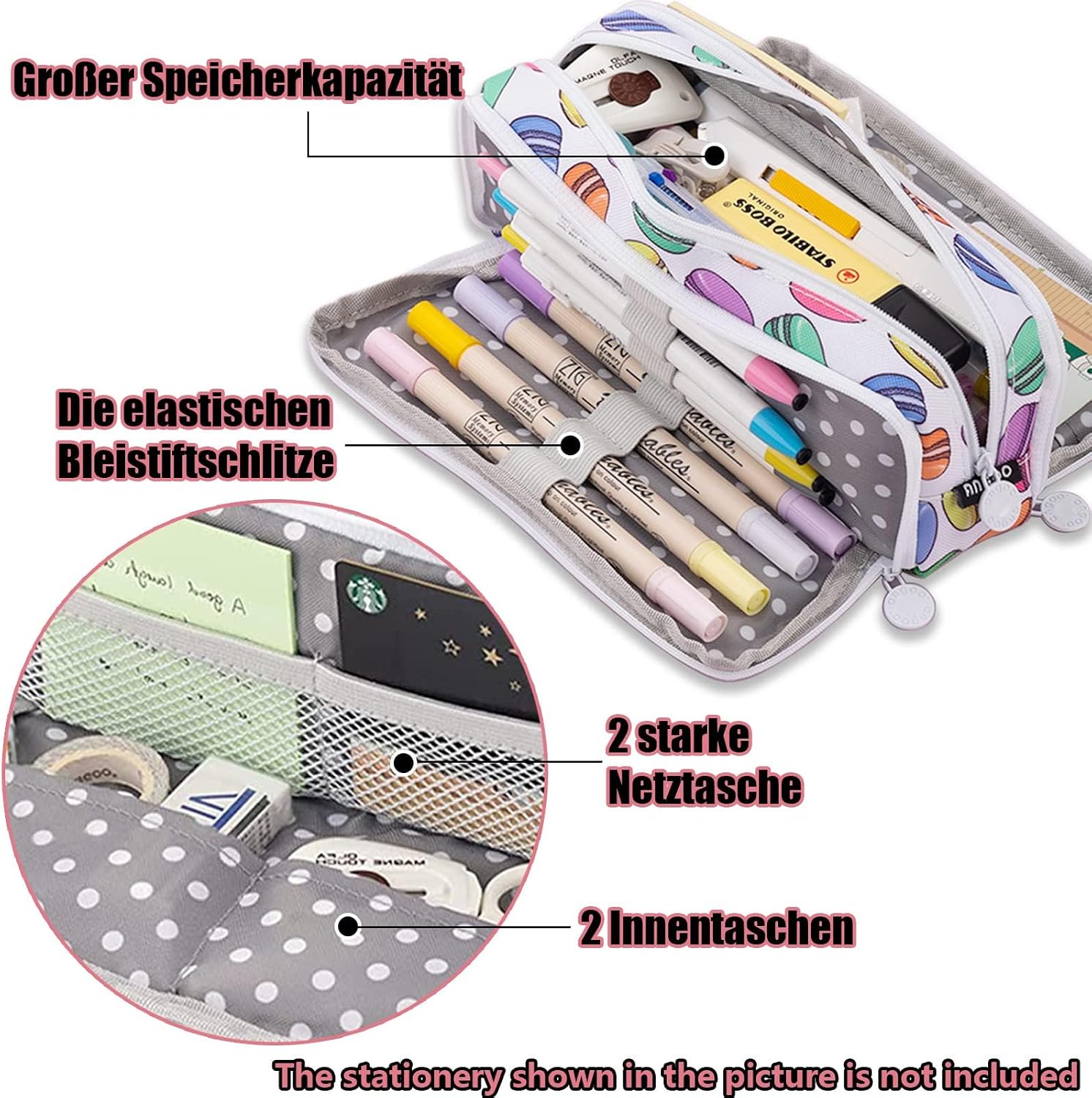Thumbnail 3 de ONCCI Federmäppchen 3 Fächer Makaron