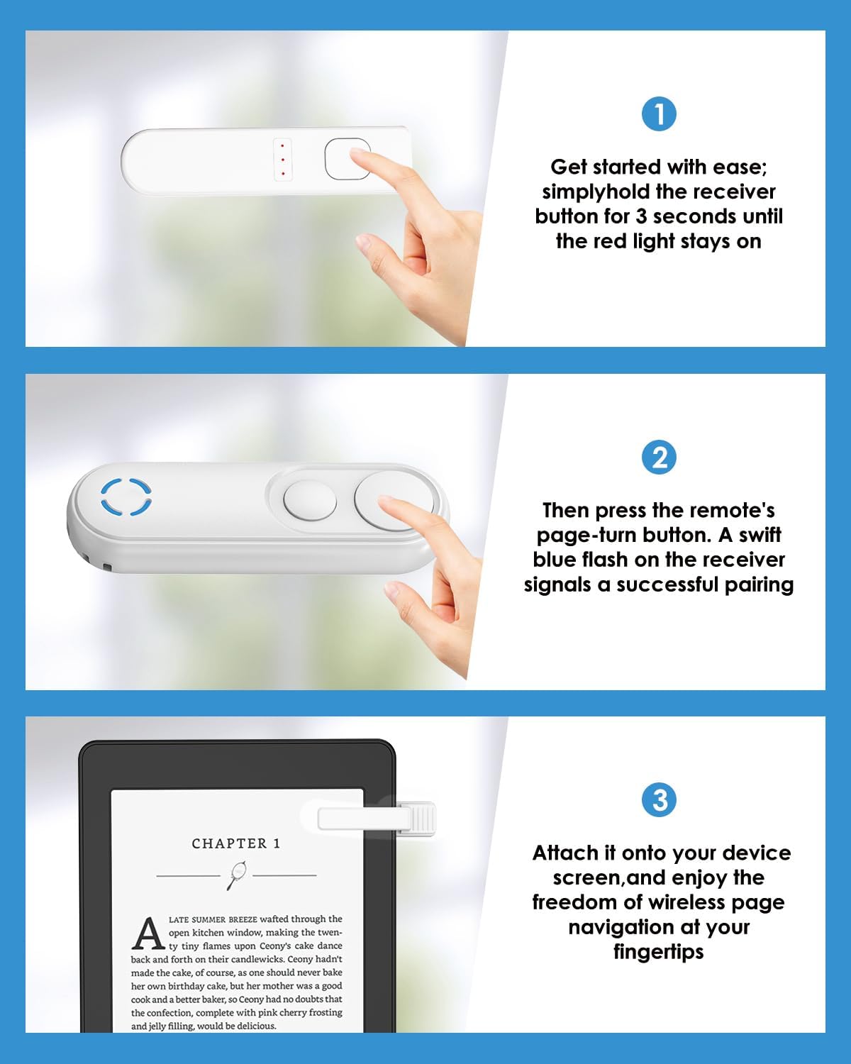 Thumbnail 3 de GEKVIVE RF Remote Control Page Turner (white) for Kindle Paperwhite, Scribe & more