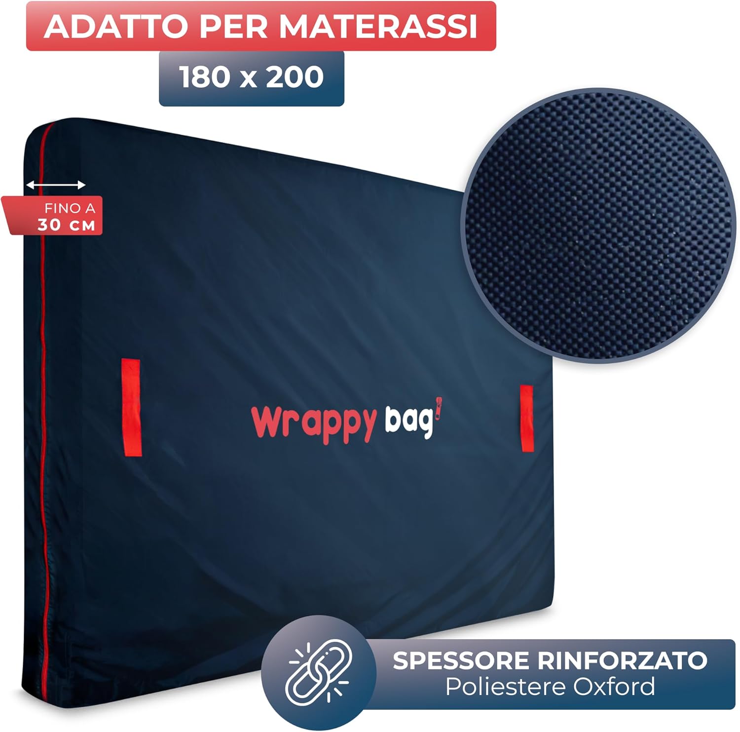 Thumbnail 1 de WRAPPYBAG Copertura Protettiva Impermeabile per Materasso – 180 x 200 cm, Oxford, con 4 Maniglie