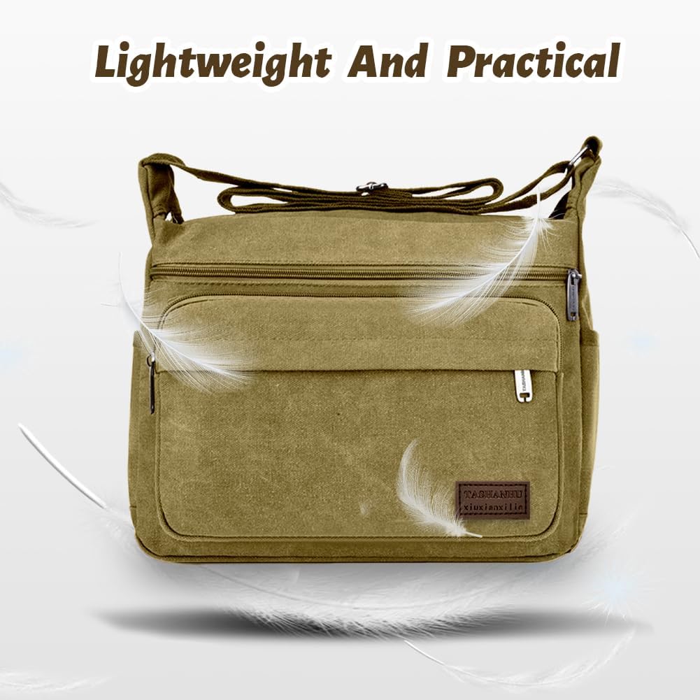 Thumbnail 5 de Aucuu Sac à Bandoulière en Toile Vintage – Messager, 33×30×12 cm, bandoulière réglable