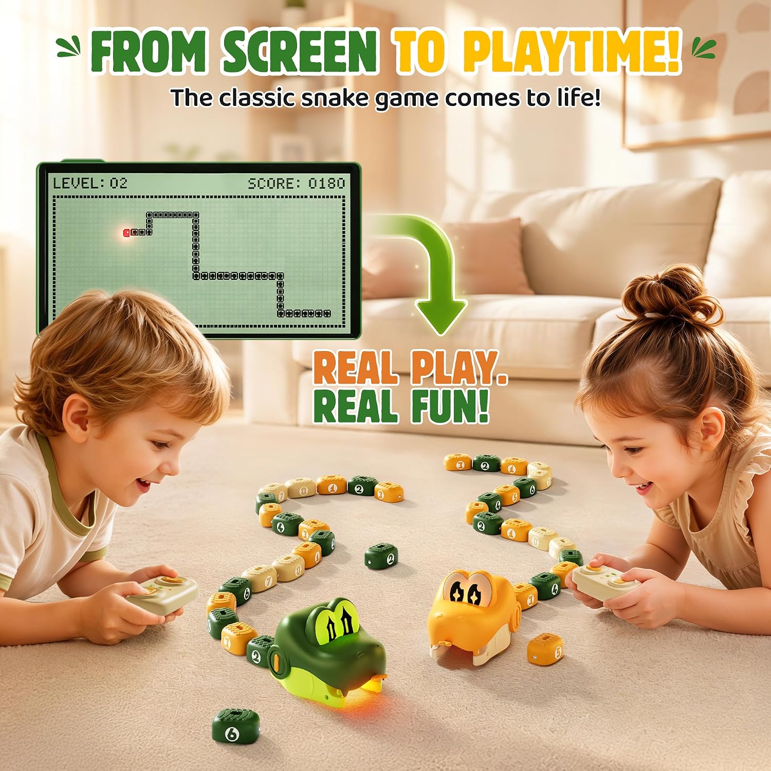 Detalle de NAUGHTY PANDA QC-2026Y2 Remote Control Snake Toy, 2.4GHz, Magnetic Blocks
